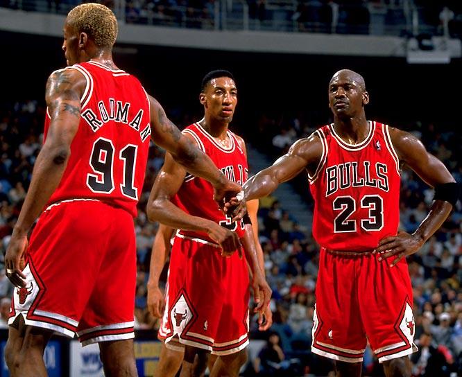 Michael Jordan, Scottie Pippen, and Dennis Rodman