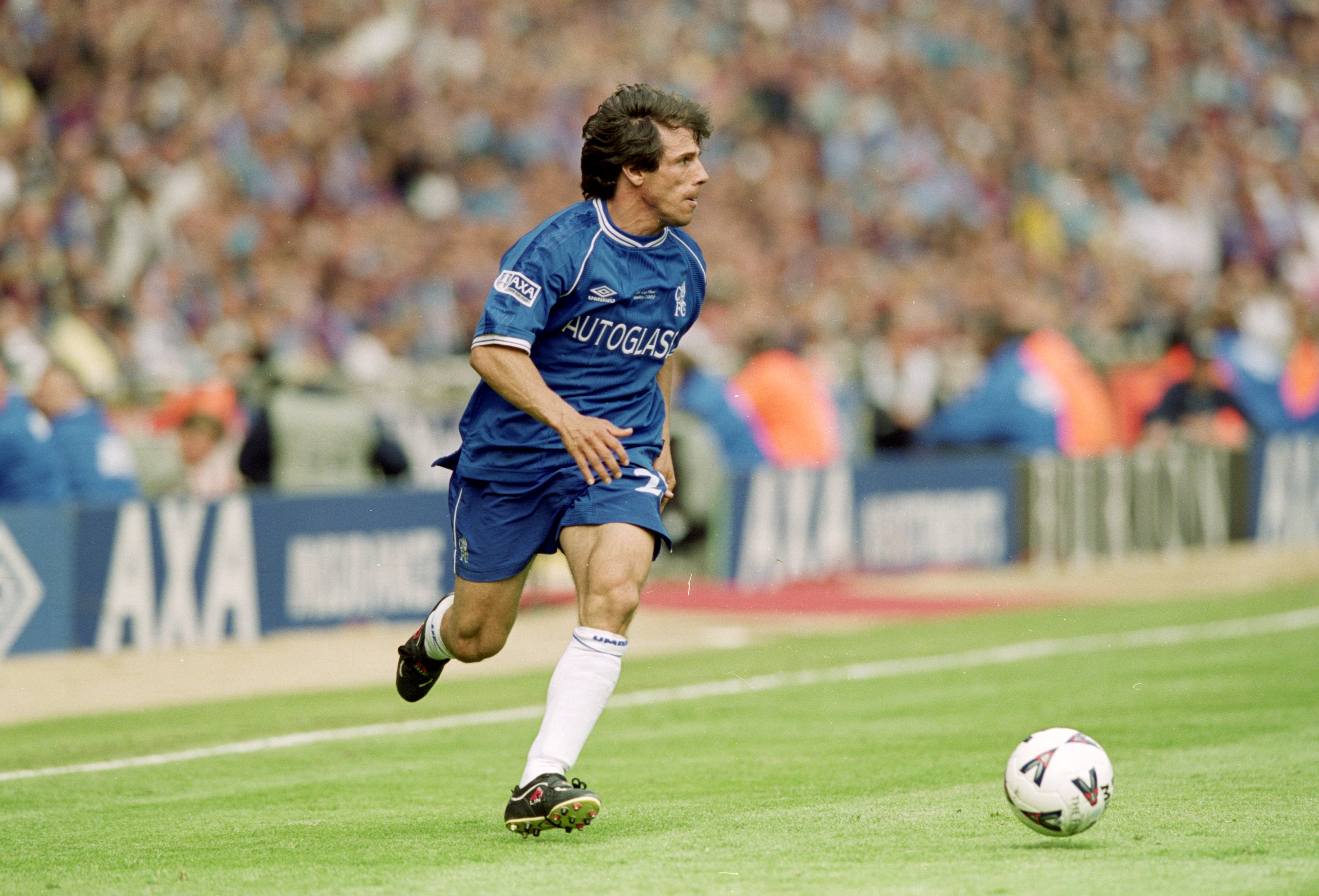 20 May 2000:  Gianfranco Zola of Chelsea in action during the AXA FA Cup Final 2000 against Aston Villa at Wembley Stadium, London, England. Chelsea won 1-0. \ Mandatory Credit: Shaun Botterill /Allsport