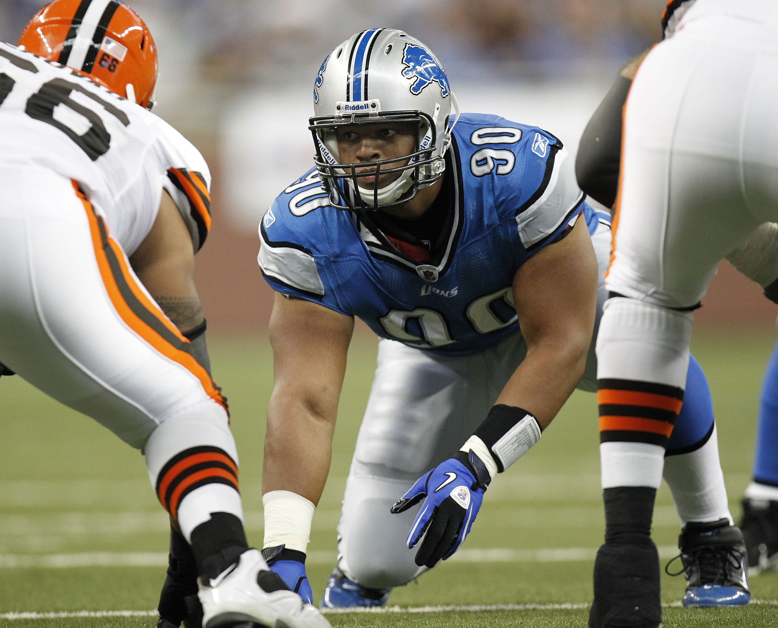 Ndamukong Suh, a defensive tackle from Nebraska, was chosen by the Detroit  Lions as the overall number 2 draft pick during the 2010 NFL Draft at Radio  City Music Hall in New