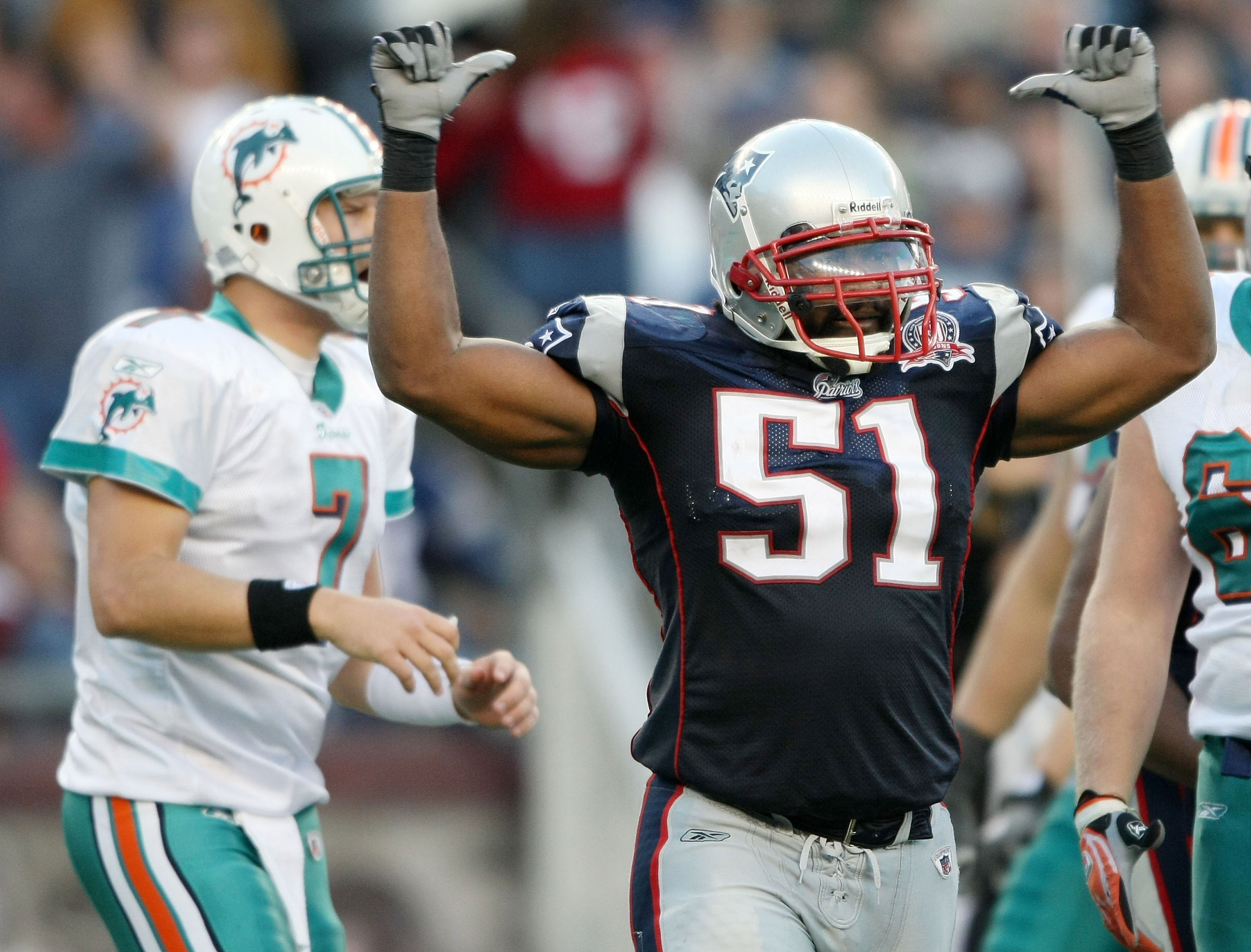 New England Patriots running back Laurence Maroney (39) spikes the ball in  the endzone after scoring a touchdown in the first quarter against the  Miami Dolphins at Gillette Stadium in Foxboro, Massachusetts