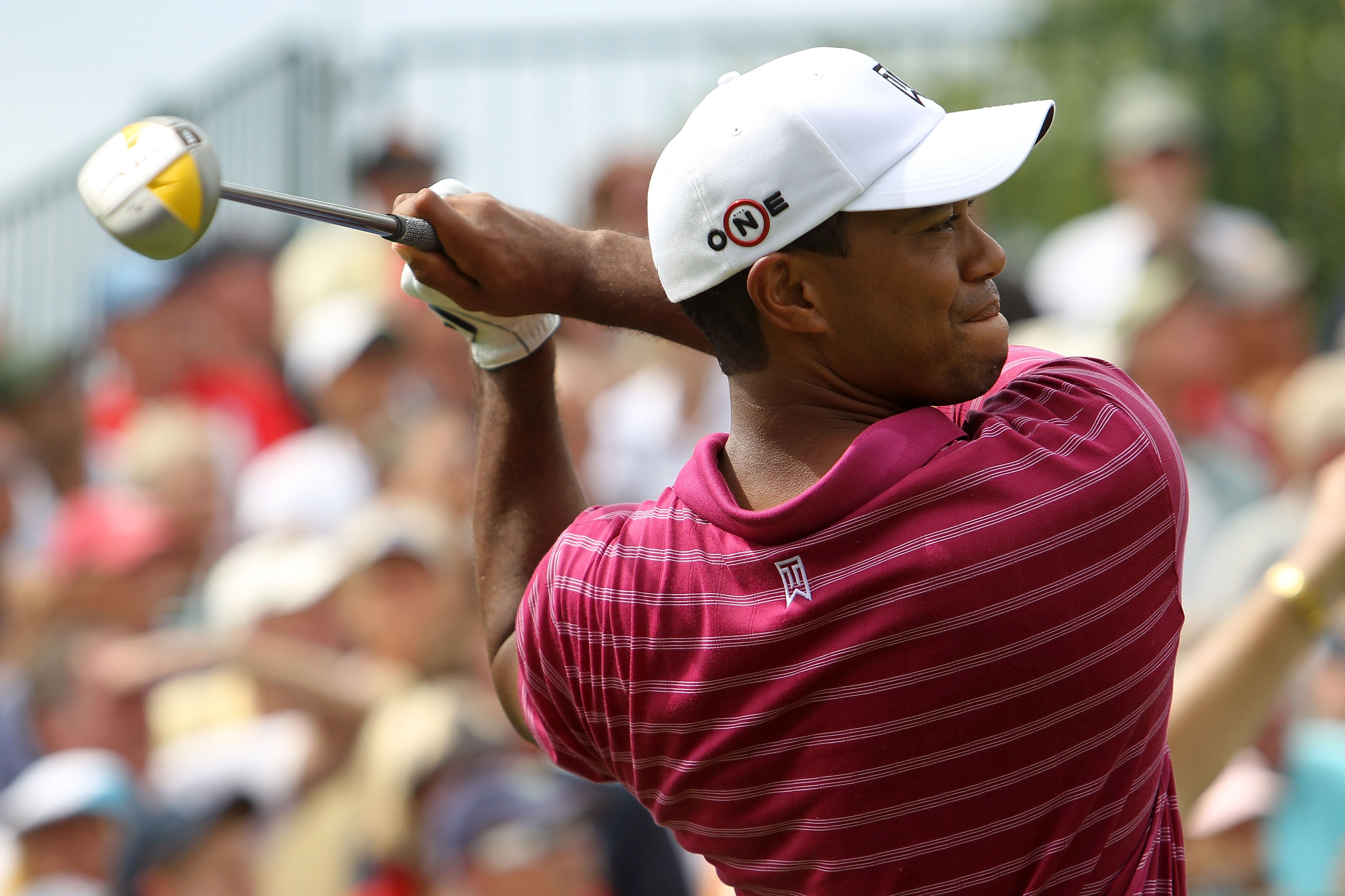 NORTON, MA - SEPTEMBER 03: Tiger Woods tees off on the 10th hole during the first round of the Deutsche Bank Championship at TPC Boston on September 3, 2010 in Norton, Massachusetts. (Photo by Mike Ehrmann/Getty Images)