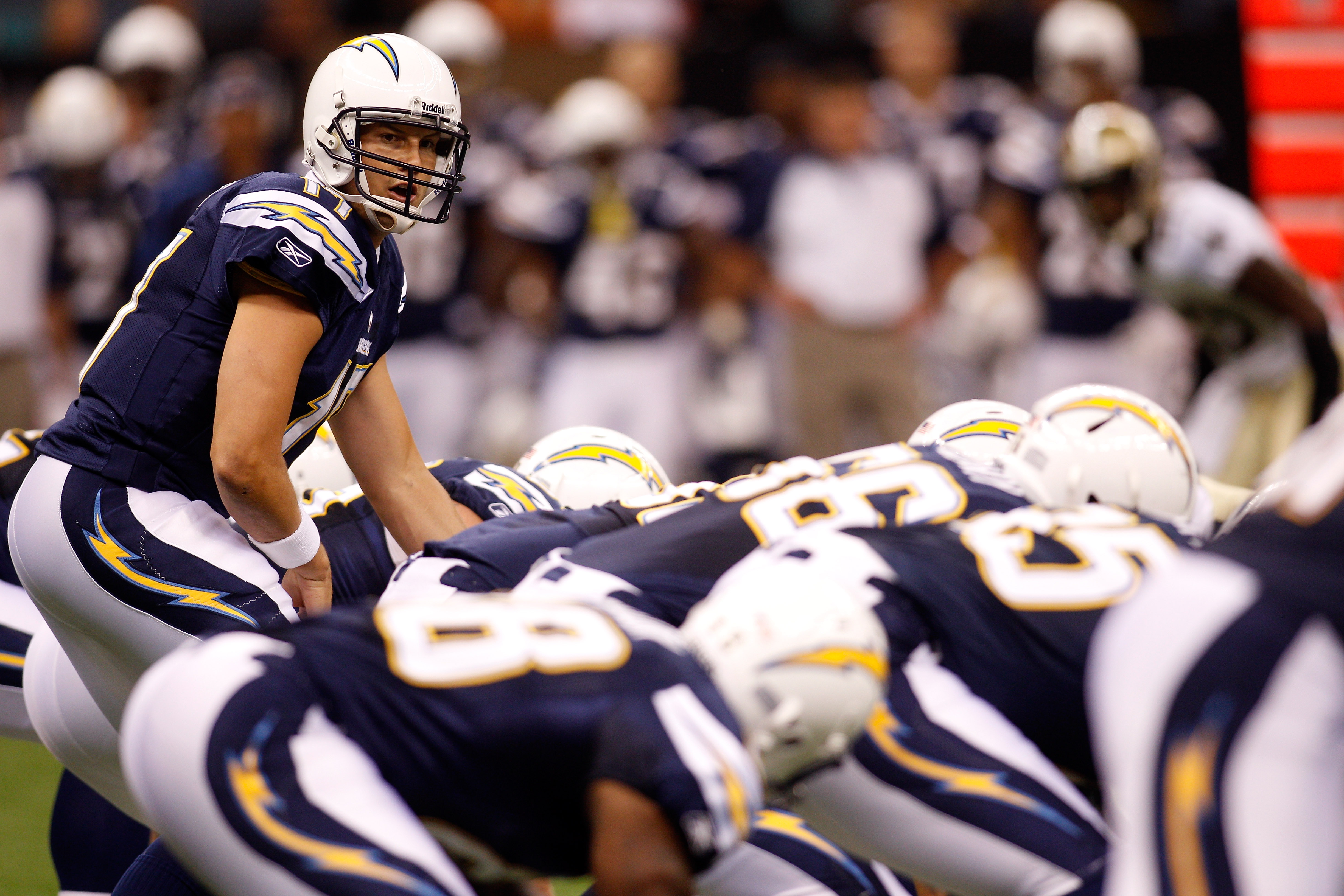 NEW ORLEANS - AUGUST 27:  Philip Rivers #17 of the San Diego Chargers in action against the New Orleans Saints at the Louisiana Superdome on August 27, 2010 in New Orleans, Louisiana.  (Photo by Chris Graythen/Getty Images)