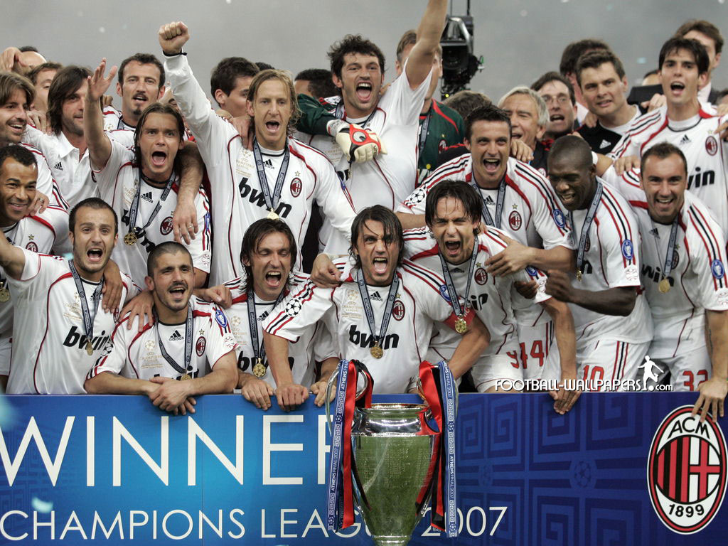 AC Milan celebrate their last Champions League victory in 2007.
