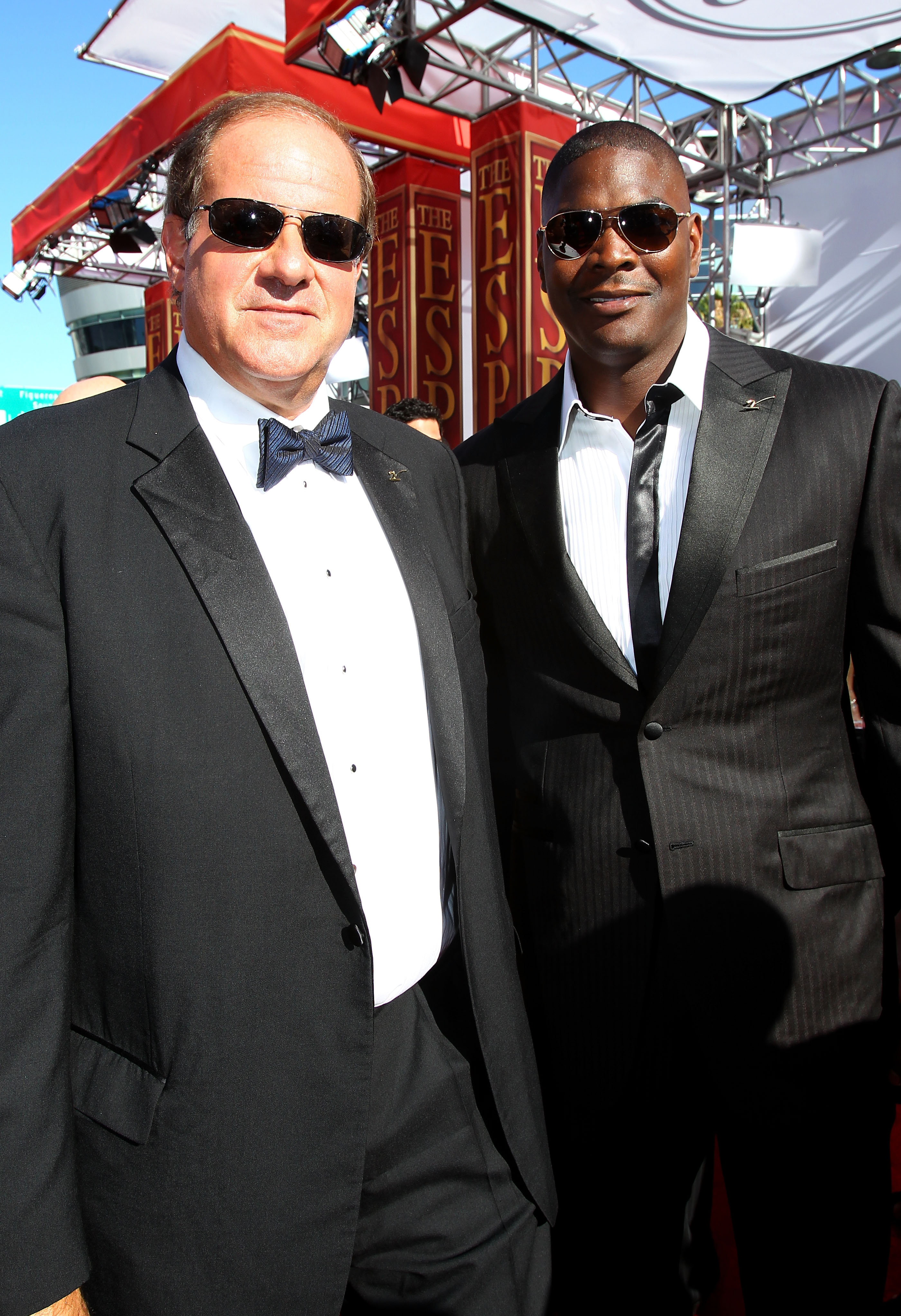 LOS ANGELES, CA - JULY 14:  ESPN talent Chris Berman and Keyshawn Johnson arrive at the 2010 ESPY Awards at Nokia Theatre L.A. Live on July 14, 2010 in Los Angeles, California.  (Photo by Alexandra Wyman/Getty Images for ESPY)