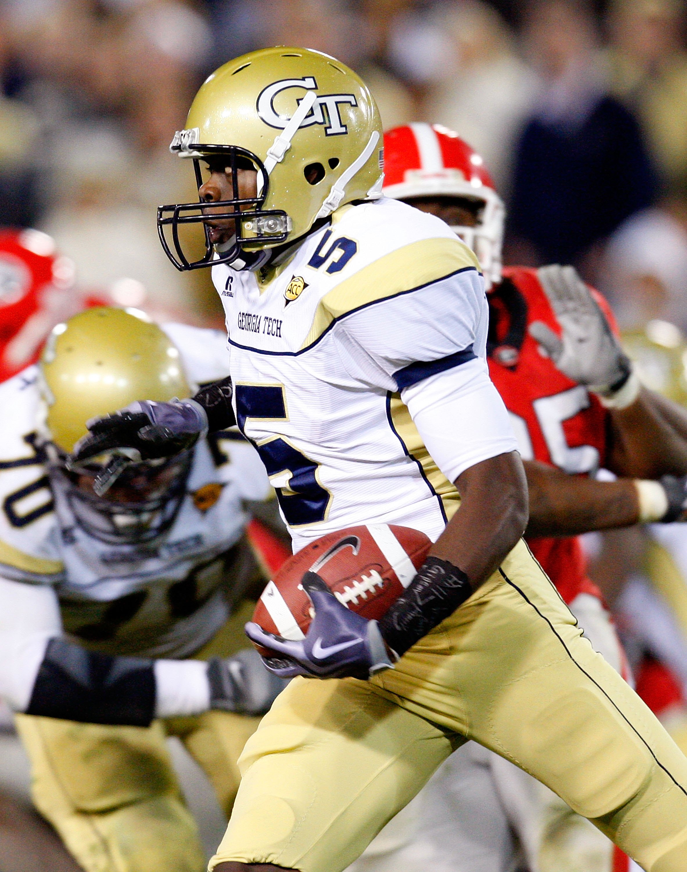 ATLANTA - NOVEMBER 28: Stephen Hill #5 of the Georgia Tech Yellow Jackets against the Georgia Bulldogs at Bobby Dodd Stadium on November 28, 2009 in Atlanta, Georgia. (Photo by Kevin C. Cox/Getty Images)