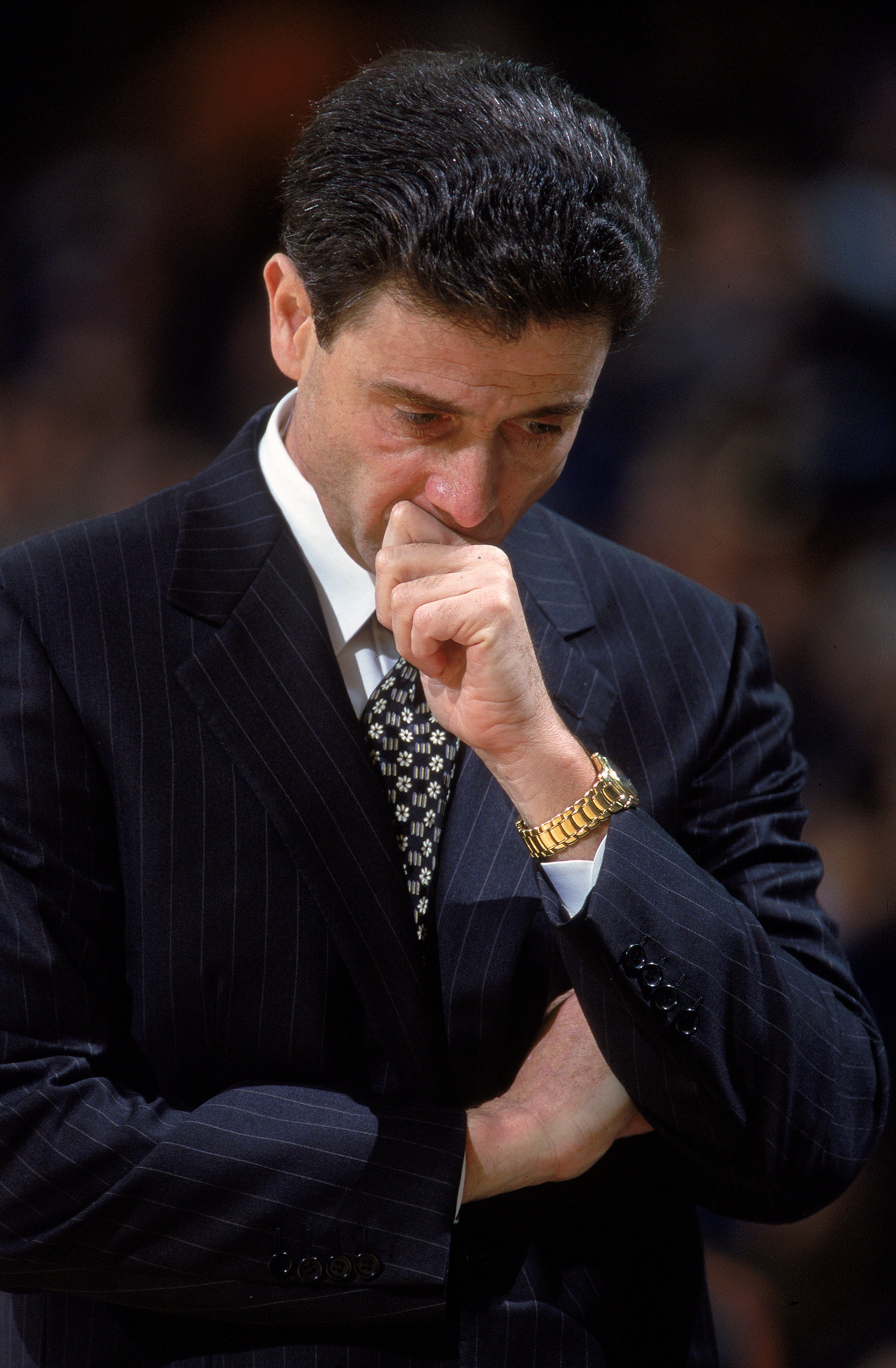 18 Feb 2000: Head Coach Rick Pitino of the Boston Celtics looks worried on the sidelines during a game against the Golden State Warriors at the Oakland Coliseum in Oakland, California. The Warriors defeated the Celtics 122-100.     Mandatory Credit: Jed J