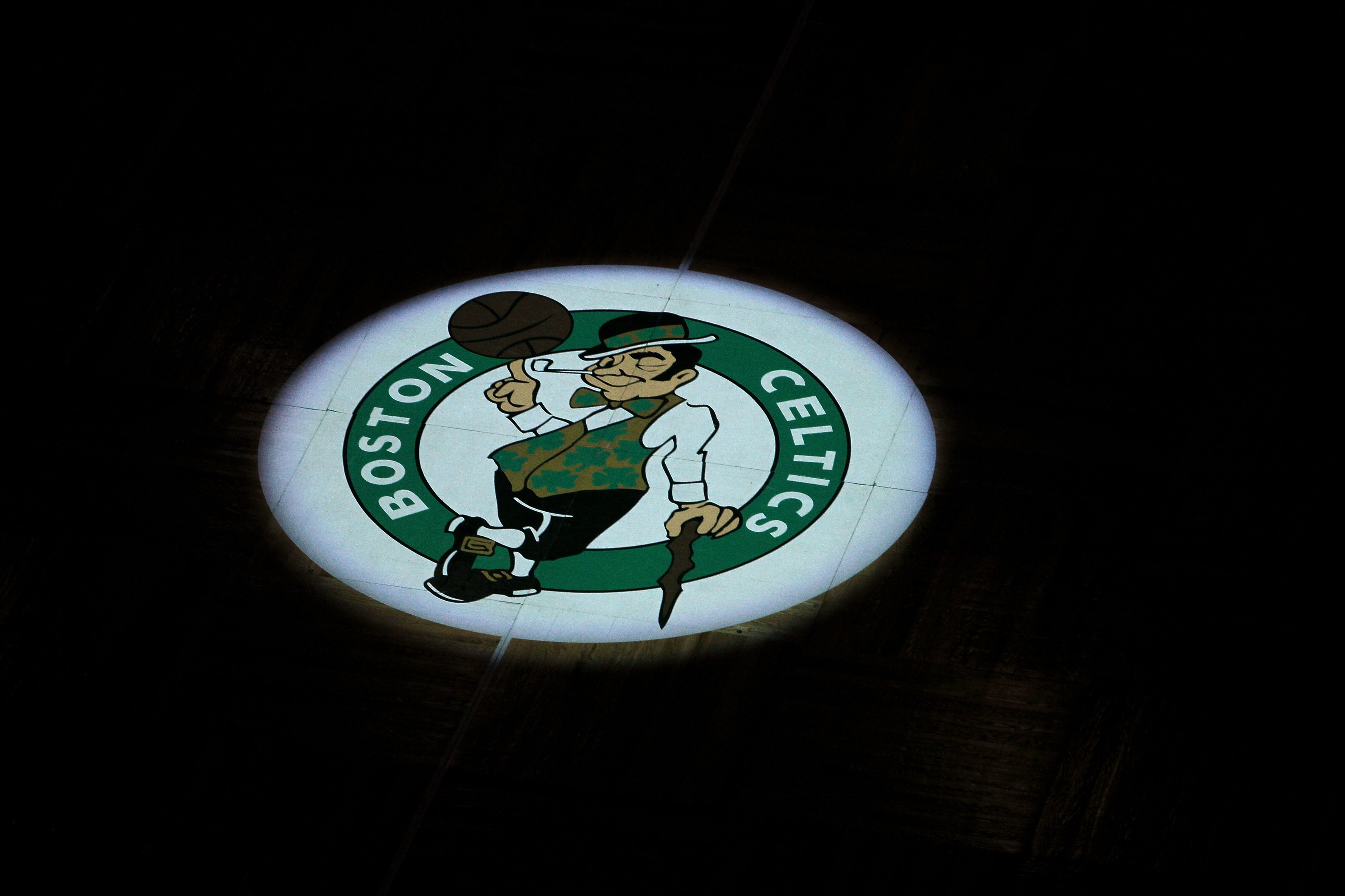 BOSTON - JUNE 10:  A detail of the Boston Celtics logo as the Celtics get set to play against the Los Angeles Lakers during Game Four of the 2010 NBA Finals on June 10, 2010 at TD Garden in Boston, Massachusetts. NOTE TO USER: User expressly acknowledges