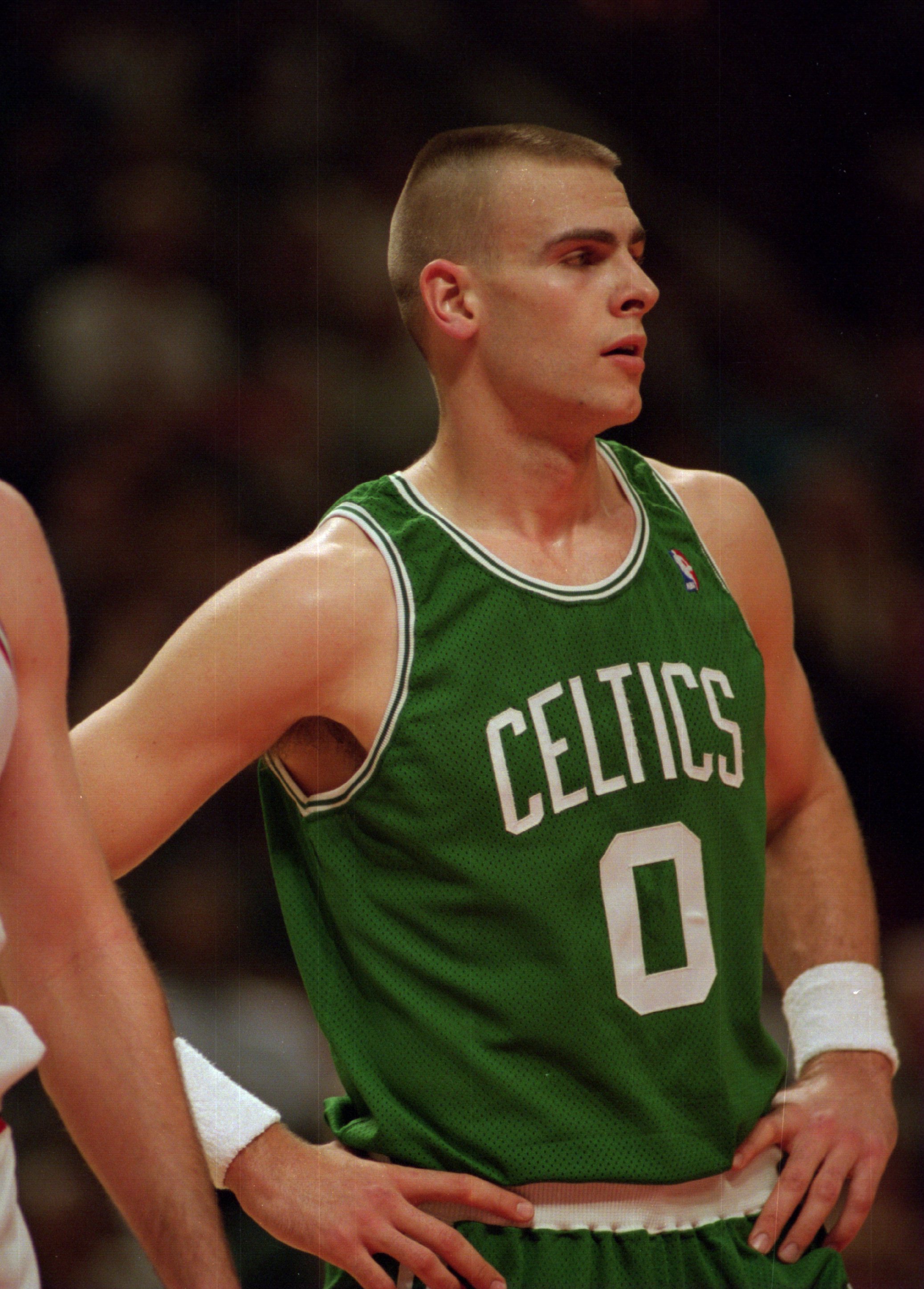 30 Mar 1995:  Center Eric Montross of the Boston Celetics waits at the free-throw line during the Celtics 100-82 loss to the Chicago Bulls at the United Center in Chicago, Illinios. Mandatory Credit: Jonathan Daniel/ALLSPORT