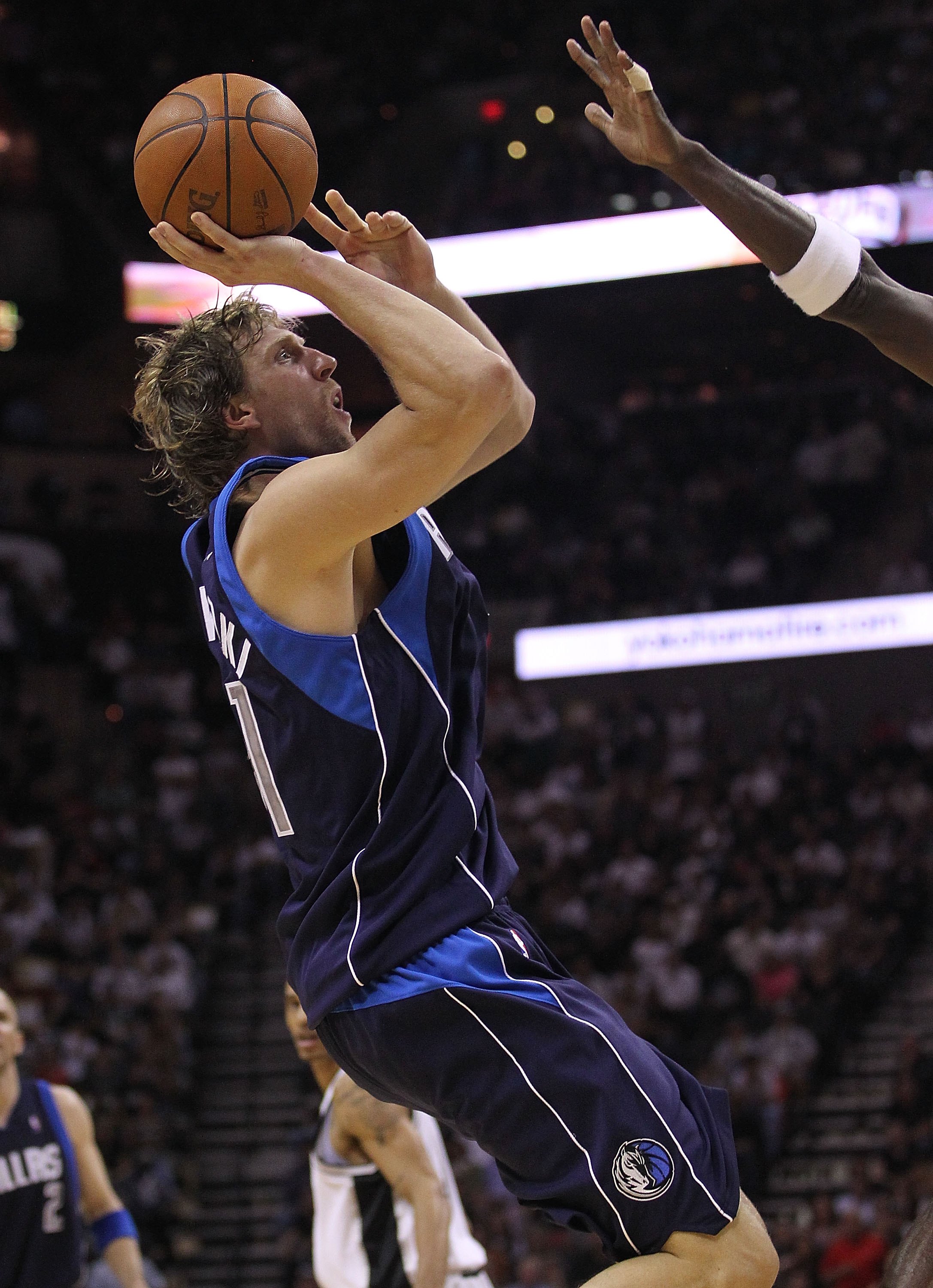 SAN ANTONIO - APRIL 29:  Dirk Nowitzki #41 of the Dallas Mavericks in Game Six of the Western Conference Quarterfinals during the 2010 NBA Playoffs at AT&T Center on April 29, 2010 in San Antonio, Texas. NOTE TO USER: User expressly acknowledges and agree