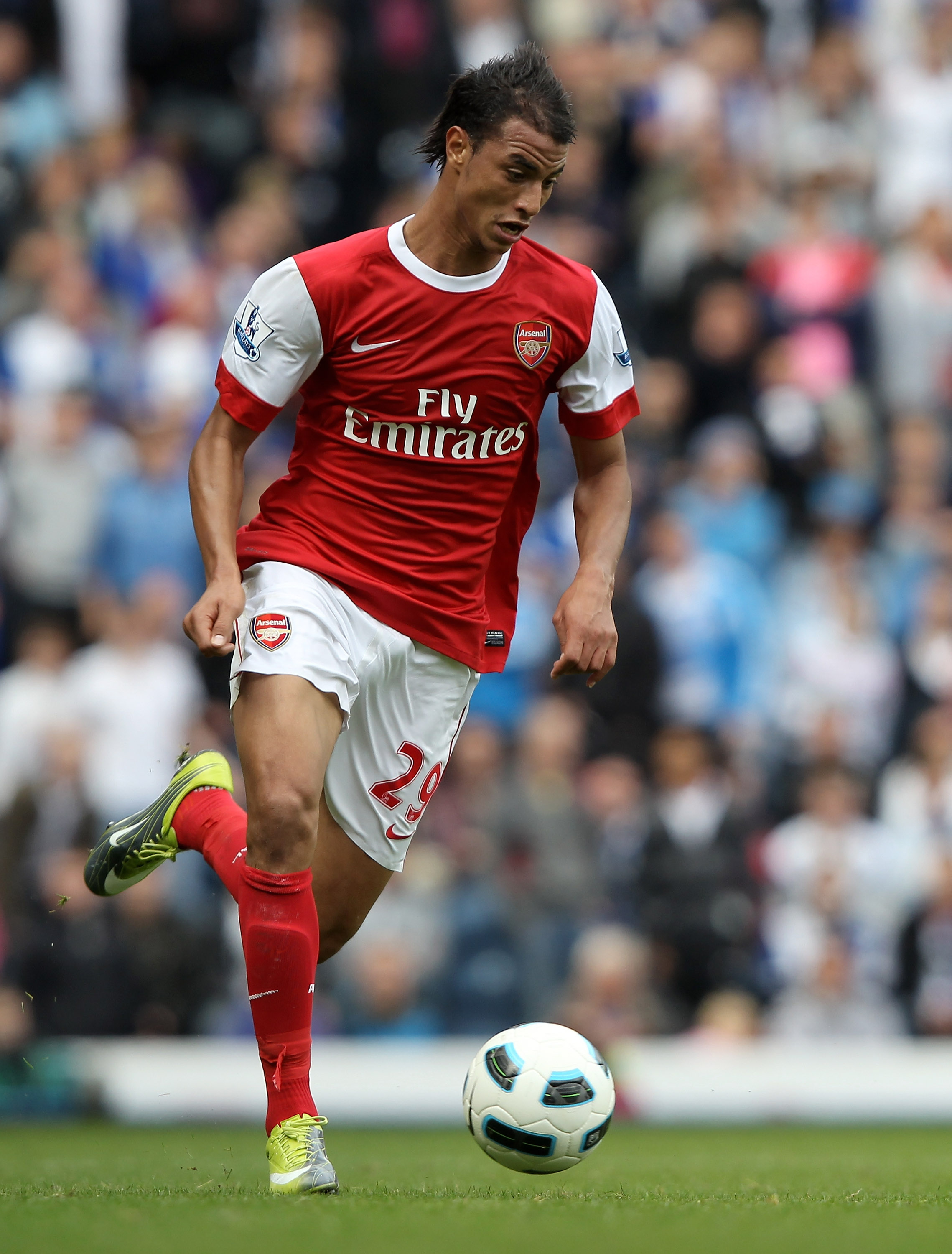 BLACKBURN, ENGLAND - AUGUST 28:  Maroune Chamakh of Arsenal in action during the Barclays Premier League match between Blackburn Rovers and Arsenal at Ewood Park on August 28, 2010 in Blackburn, England.  (Photo by Clive Brunskill/Getty Images)