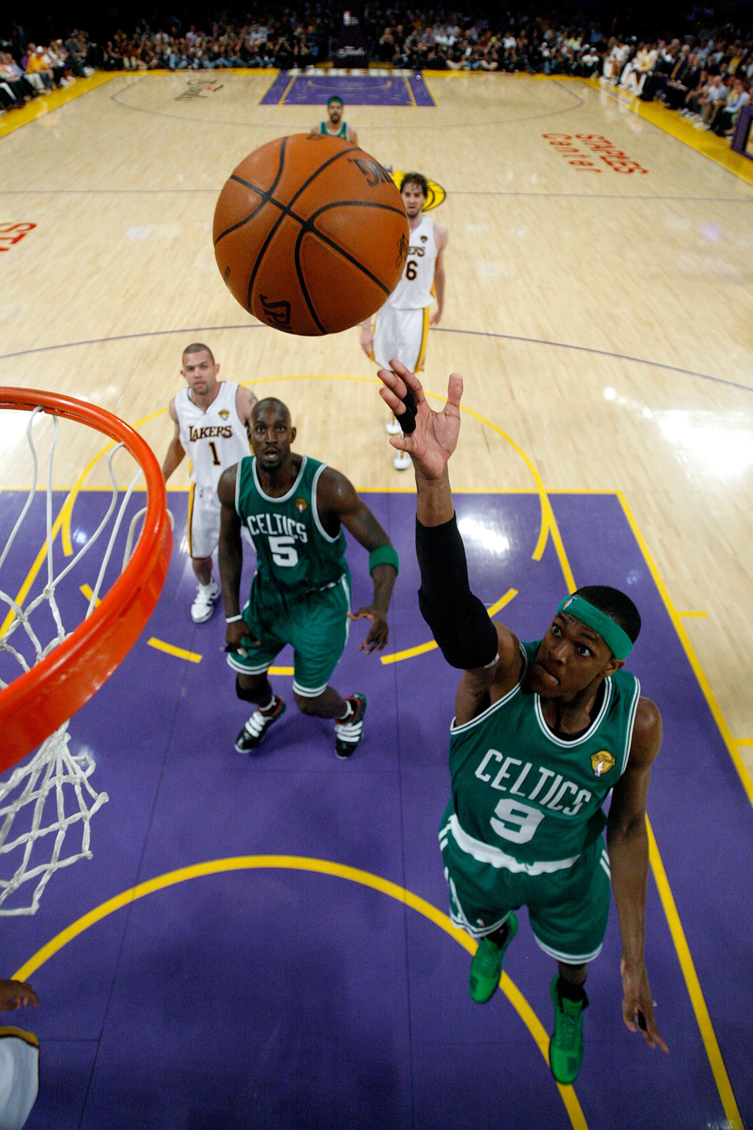 LOS ANGELES, CA - JUNE 6:  Paul Pierce #34 of the Boston Celtics lays the ball up against the Los Angeles Lakers in Game Two of the 2010 NBA Finals at Staples Center on June 6, 2010 in Los Angeles, California. NOTE TO USER: User expressly acknowledges and