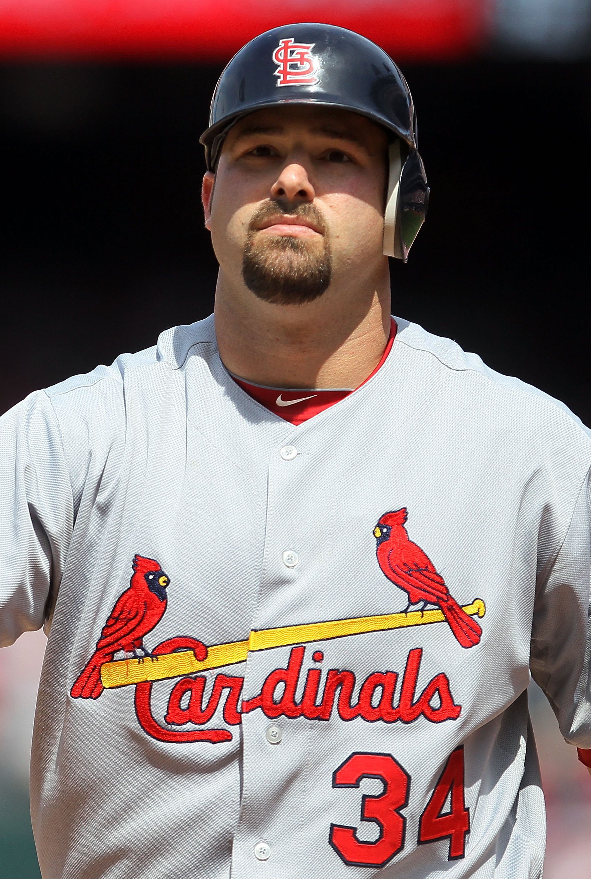 PHILADELPHIA - MAY 06: Nick Stavinoha #34 of the St. Louis Cardinals looks on against the Philadelphia Phillies at Citizens Bank Park on May 6, 2010 in Philadelphia, Pennsylvania.  (Photo by Jim McIsaac/Getty Images)