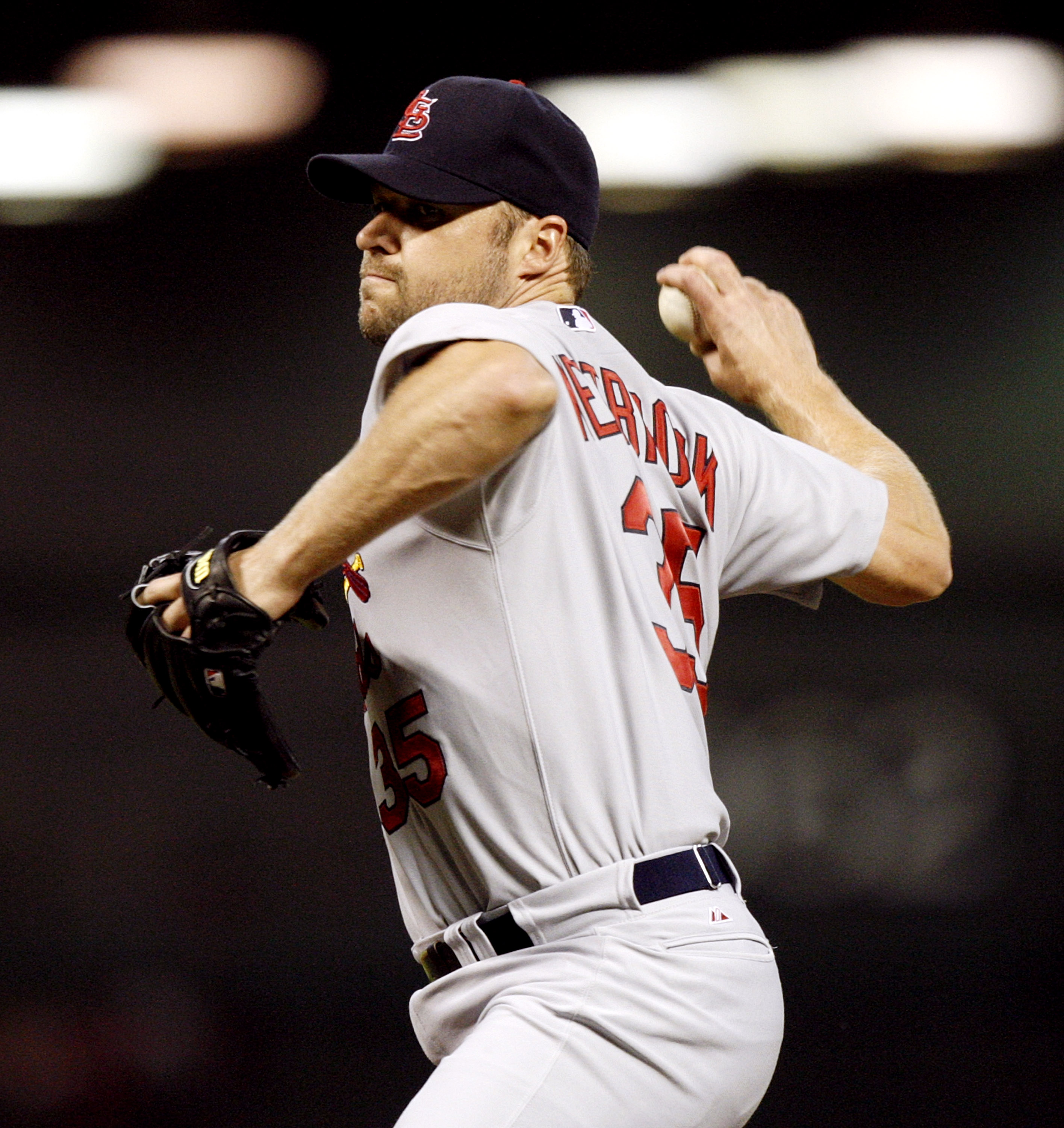 HOUSTON - AUGUST 30:  Pitcher Jake Westbrook #35 of the St. Louis Cardinals throws against the Houston Astros at Minute Maid Park on August 30, 2010 in Houston, Texas.  (Photo by Bob Levey/Getty Images)