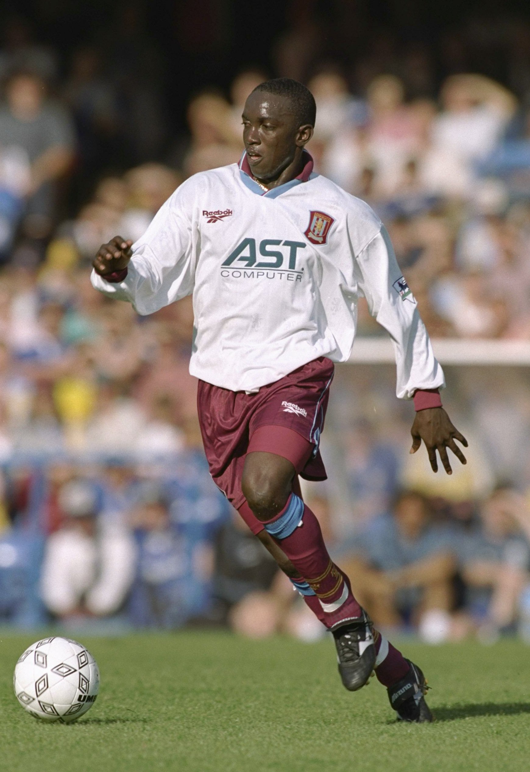 15 Sep 1996:  Dwight Yorke of Aston Villa in action during the FA Carling Premiership match between Chelsea and Aston Villa at Stamford Bridge in London. The match ended in a 1-1 draw. Mandatory Credit: Clive Brunskill/Allsport