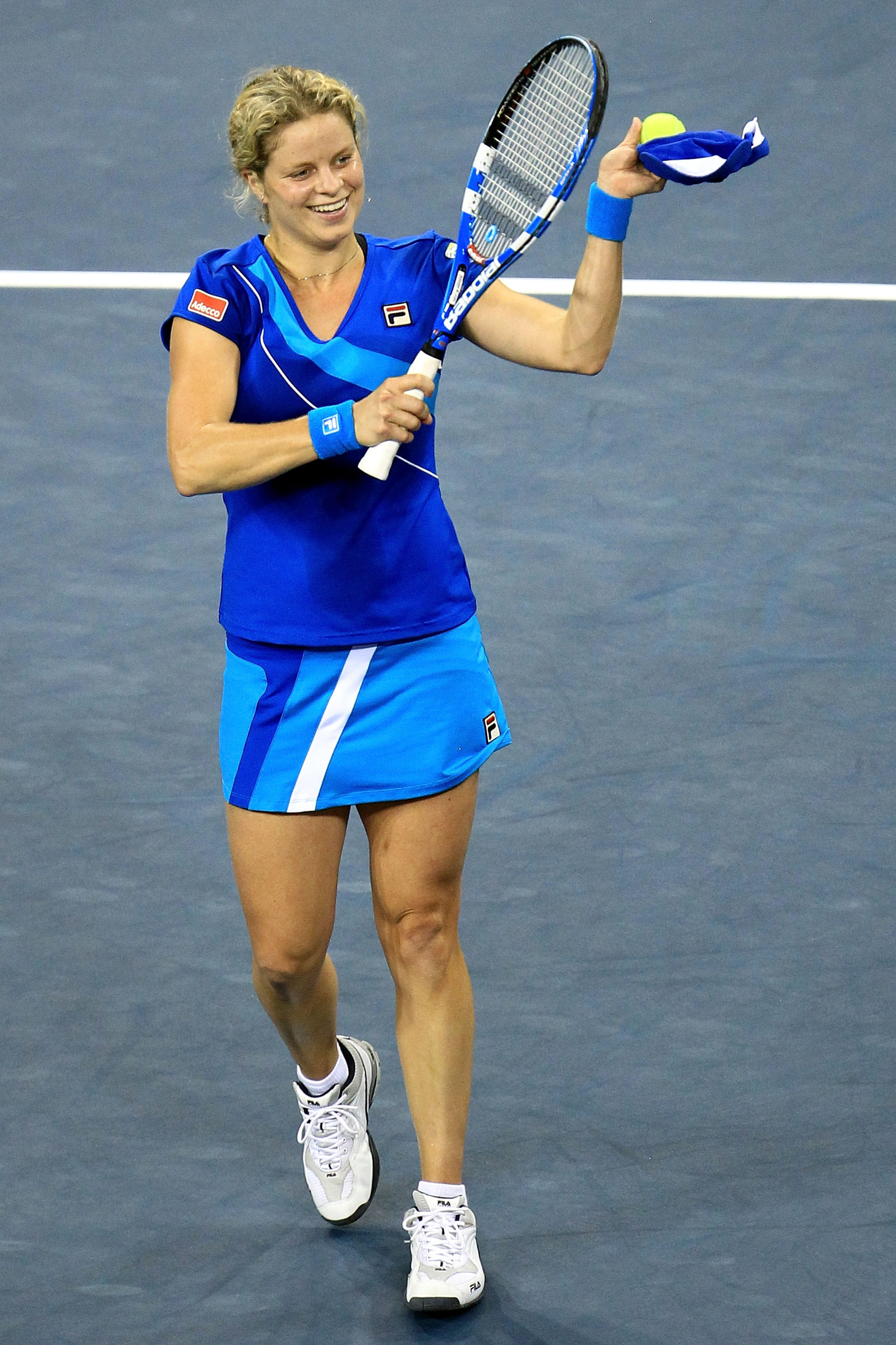 NEW YORK - SEPTEMBER 11:  Kim Clijsters of Belguim celebrates after defeating Vera Zvonareva of Russia during their women's singles final on day thirteen of the 2010 U.S. Open at the USTA Billie Jean King National Tennis Center on September 11, 2010 in th