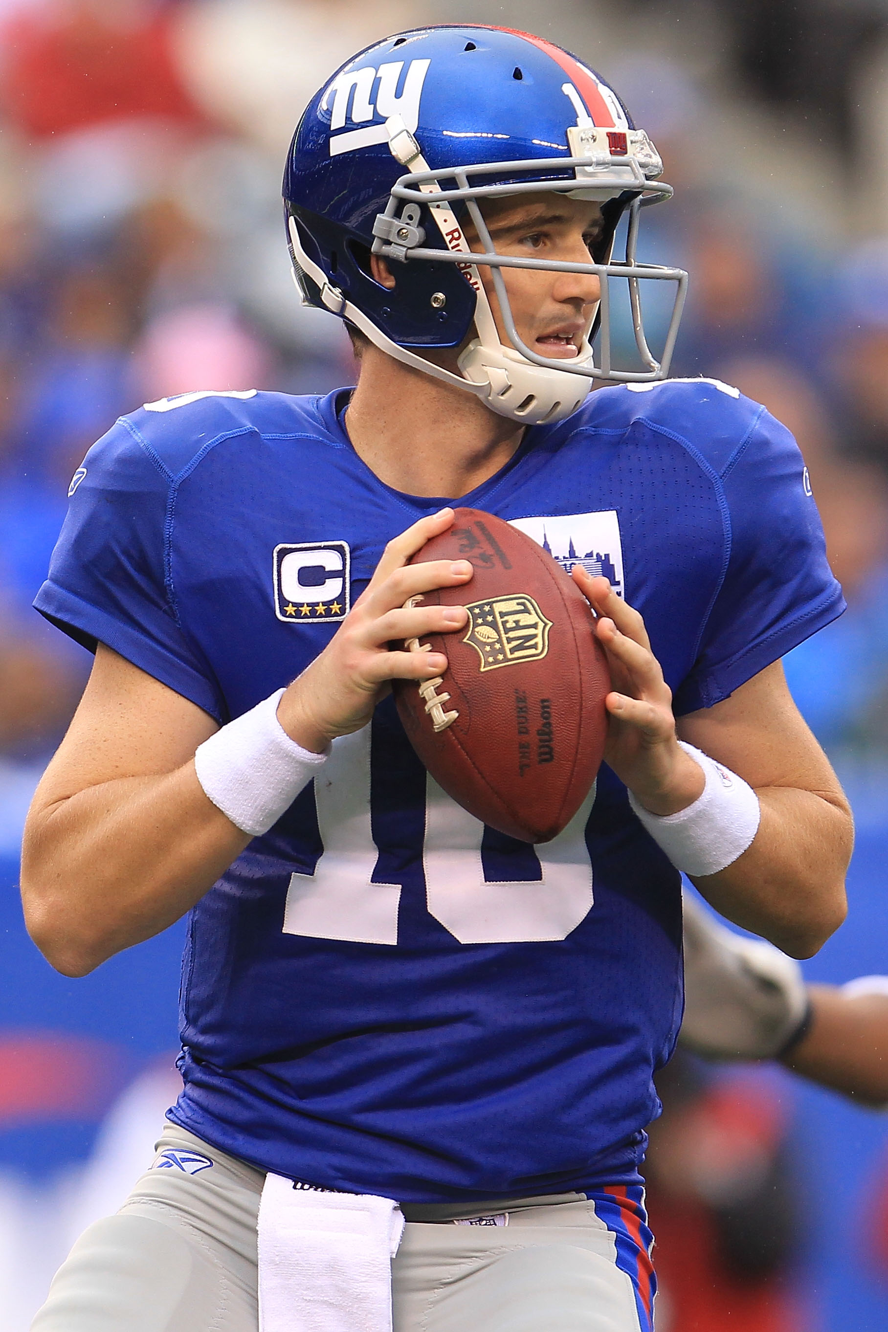 New York Giants Eli Manning throws a pass during week 1 at Giants Stadium  in East Rutherford, New Jersey on September 10, 2006. Peyton Manning and Eli  Manning played each other for