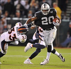With Michael Bush listed as 'questionable' so Darren McFadden will be the go to guy Sunday.