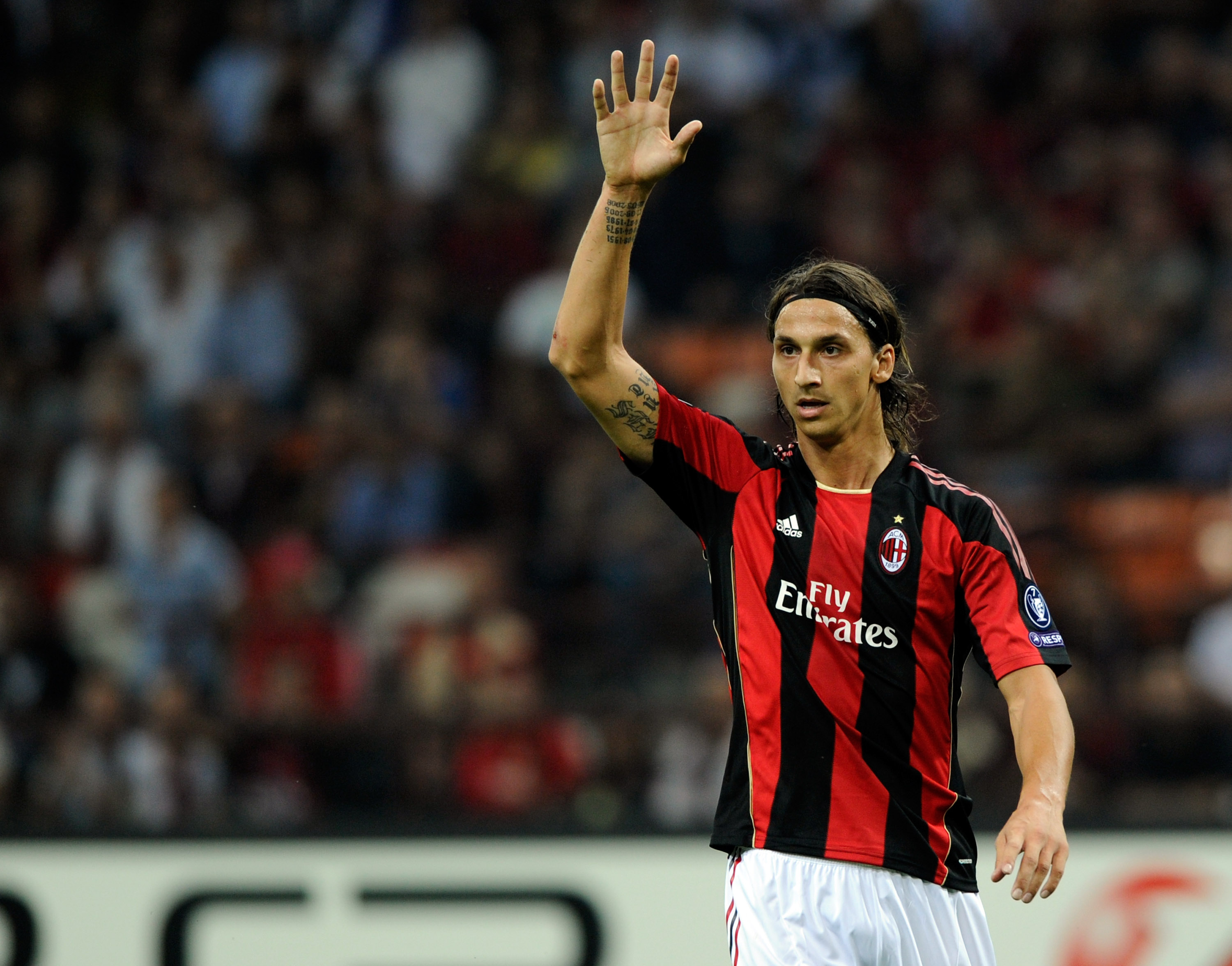 MILAN, ITALY - SEPTEMBER 15:  Zlatan Ibrahimovic of AC Milan during the UEFA Champions League group G match between AC Milan and Auxerre at San Siro Stadium on September 15, 2010 in Milan, Italy.  (Photo by Claudio Villa/Getty Images)