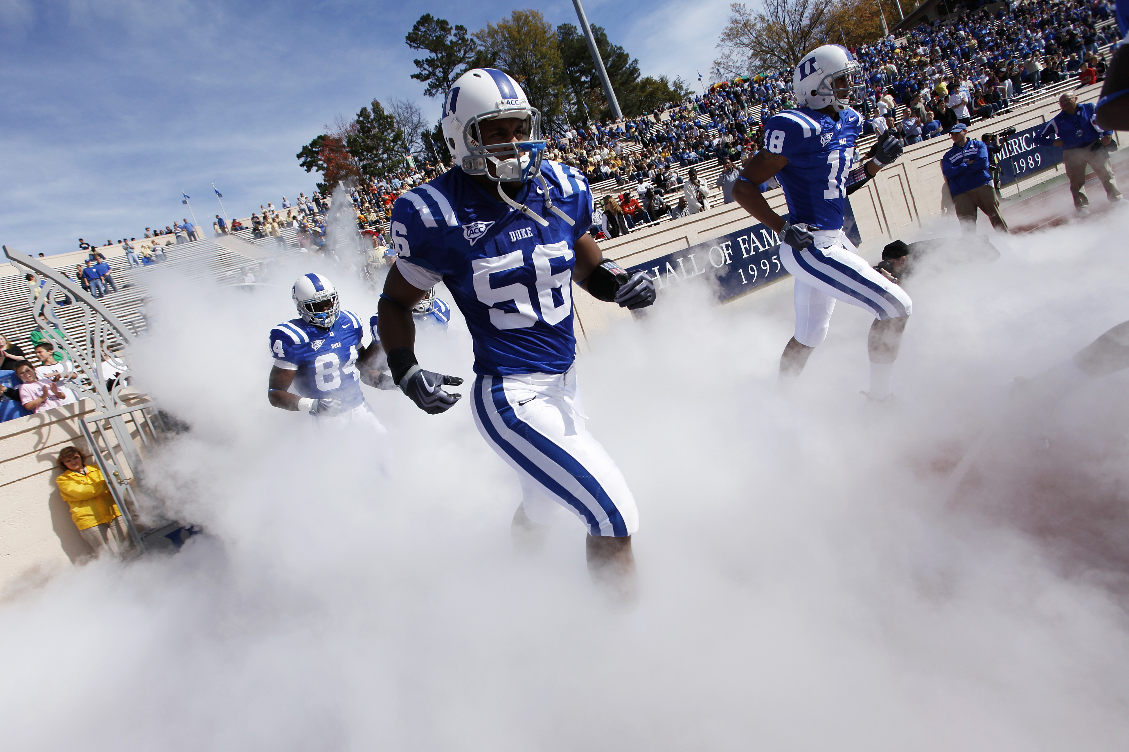DURHAM, NC - NOVEMBER 14: The Duke Blue Devils take the field before the game against the Georgia Tech Yellow Jackets at Wallace Wade Stadium on November 14, 2009 in Durham, North Carolina. (Photo by Joe Robbins/Getty Images)