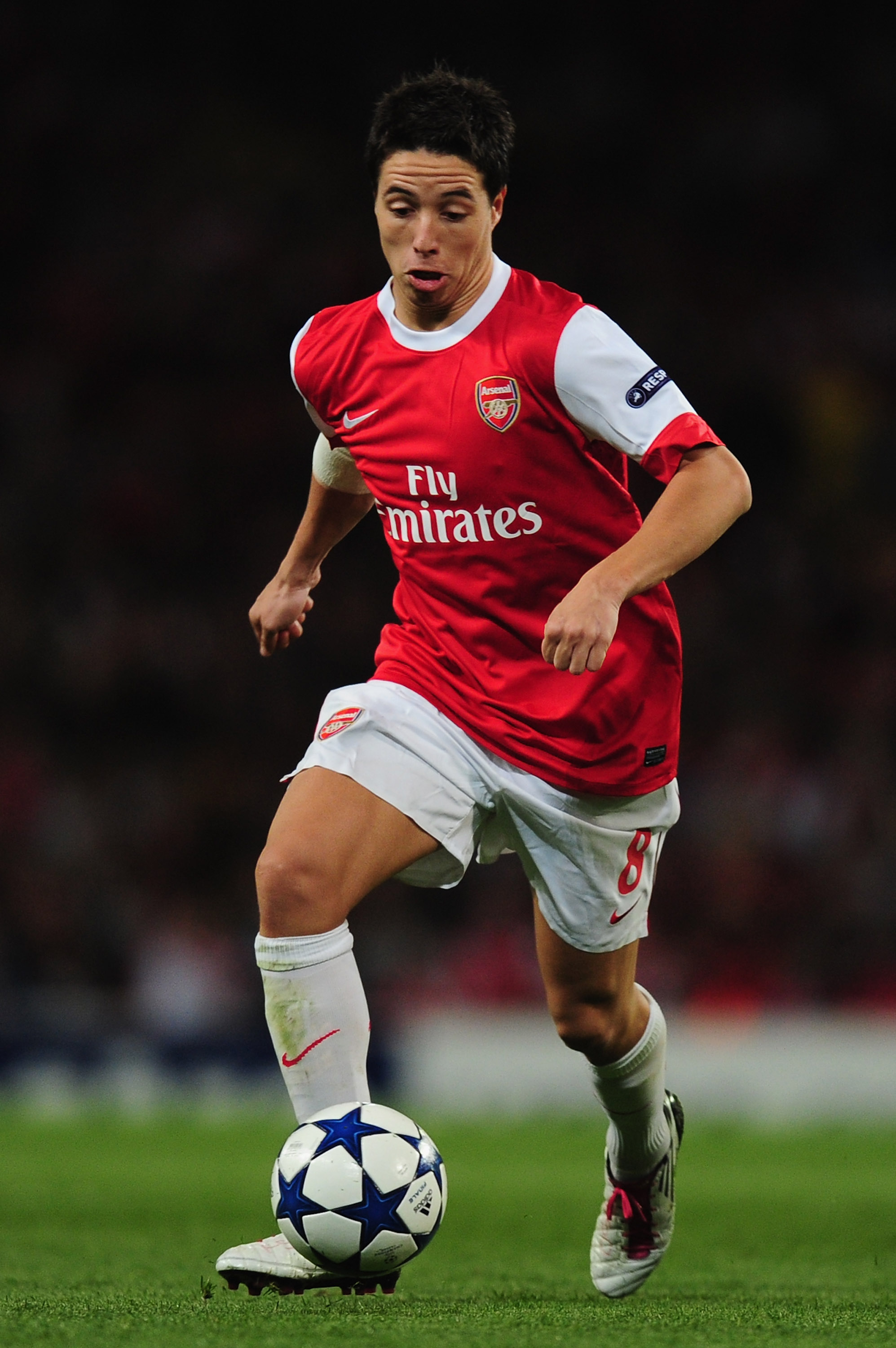 LONDON, ENGLAND - SEPTEMBER 15:  Samir Nasri of Arsenal in action during the UEFA Champions League Group H match between Arsenal and SC Braga at the Emirates Stadium on September 15, 2010 in London, England.  (Photo by Mike Hewitt/Getty Images)