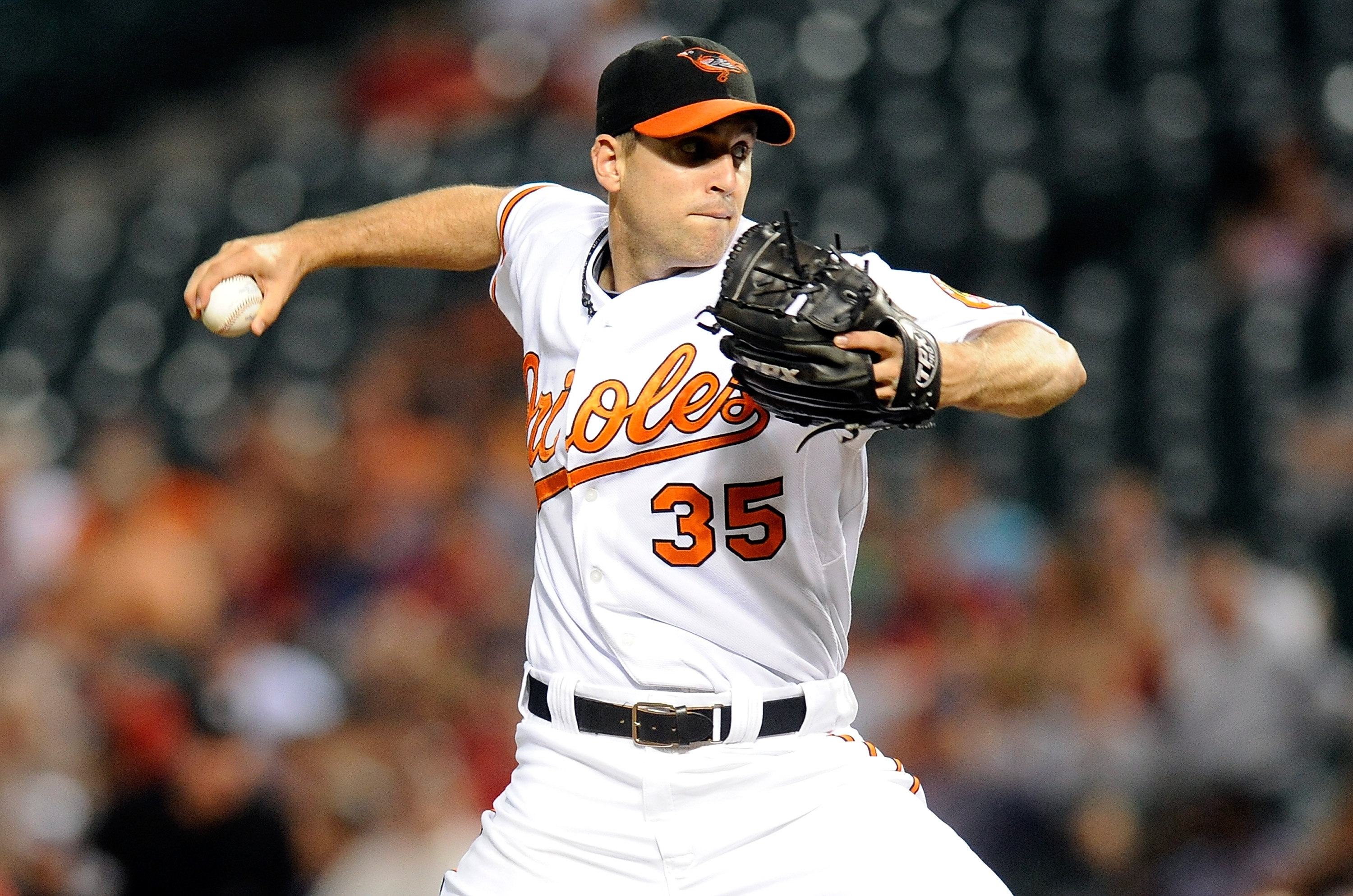 Baltimore Orioles manager Buck Showalter vigorously argues a balk call