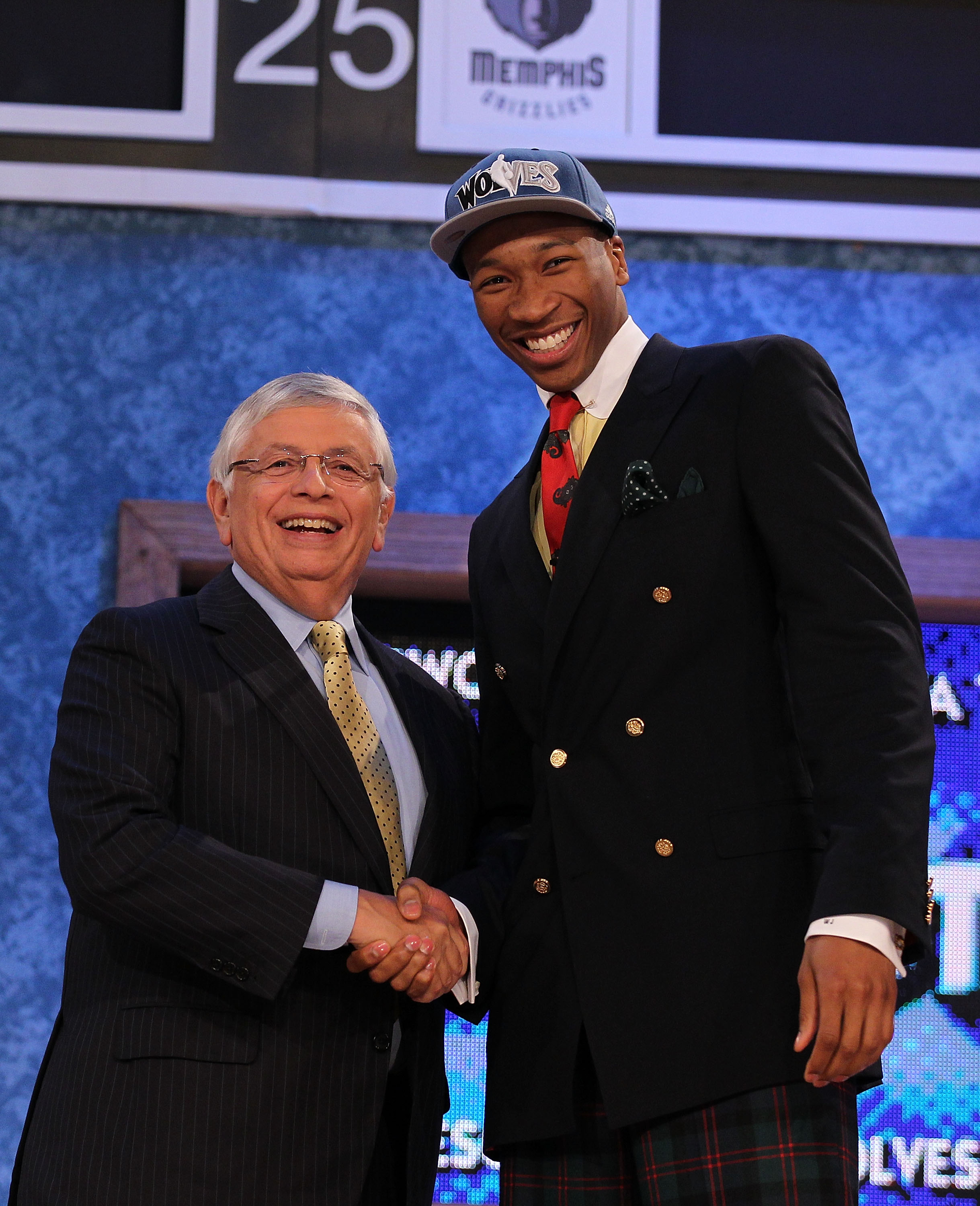 NEW YORK - JUNE 24:  Wesley Johnson stands with NBA Commisioner David Stern after being drafted by The Minnesota Timberwolves at Madison Square Garden on June 24, 2010 in New York City.  NOTE TO USER: User expressly acknowledges and agrees that, by downlo