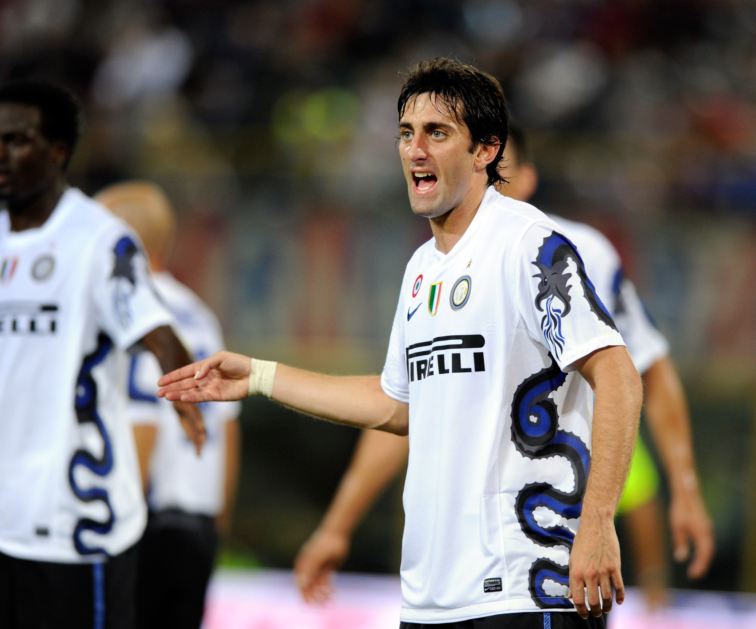 BOLOGNA, ITALY - AUGUST 30:  Diego Milito of FC Internazionale looks on during the Serie A match between Bologna and Inter at Stadio Renato Dall'Ara on August 30, 2010 in Bologna, Italy.  (Photo by Claudio Villa/Getty Images)