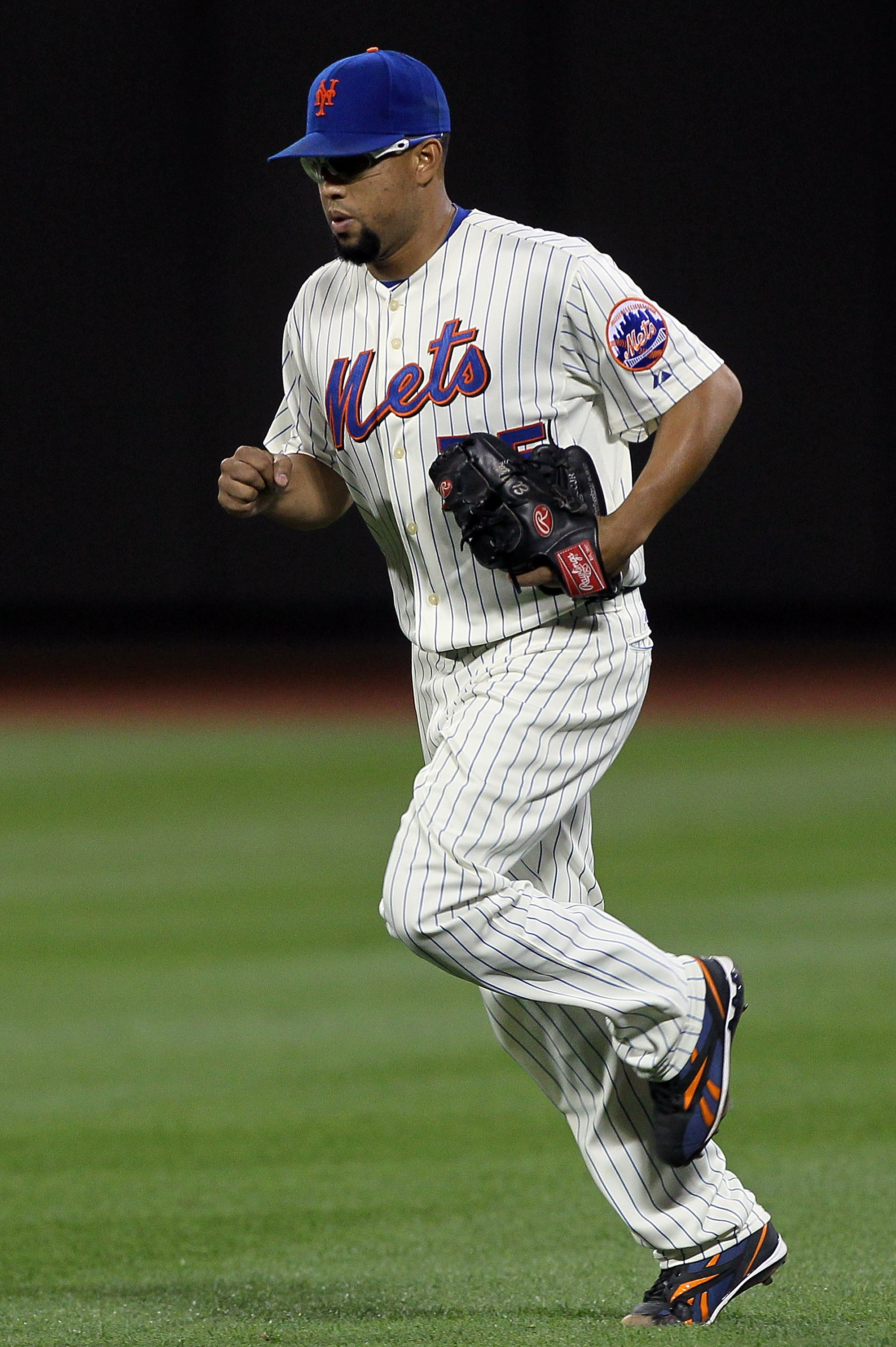 NEW YORK - AUGUST 14:  Francisco Rodriguez #75 of the New York Mets enters the game in the ninth inning against the Philadelphia Phillies on August 14, 2010 at Citi Field in the Flushing neighborhood of the Queens borough of New York City. The Phillies de