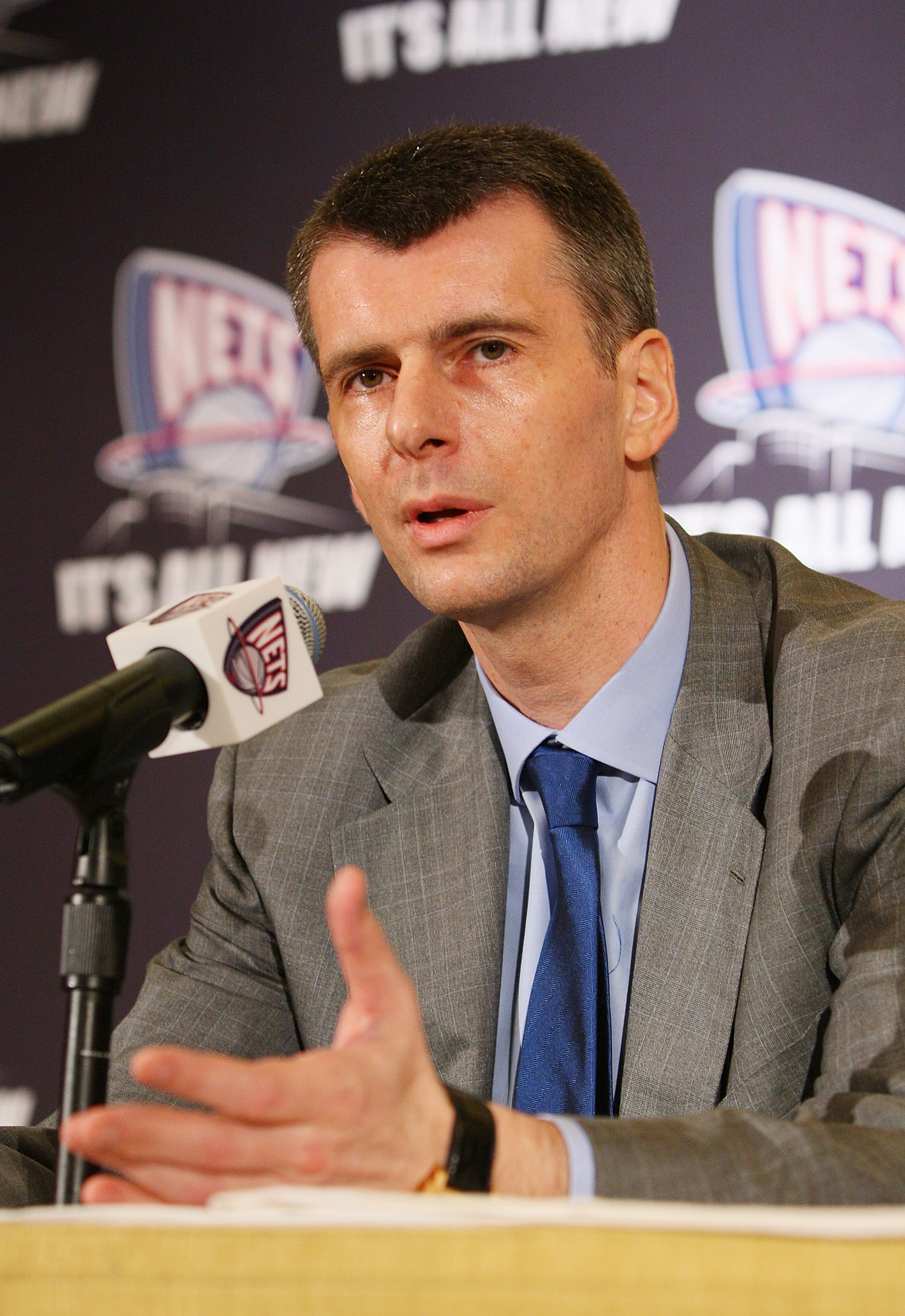NEW YORK - MAY 19:  New Jersey Nets Owner Mikhail Prokhorov addresses the media during a press conference at the Four Seasons Hotel on May 19, 2010 in New York City.  (Photo by Mike Stobe/Getty Images)