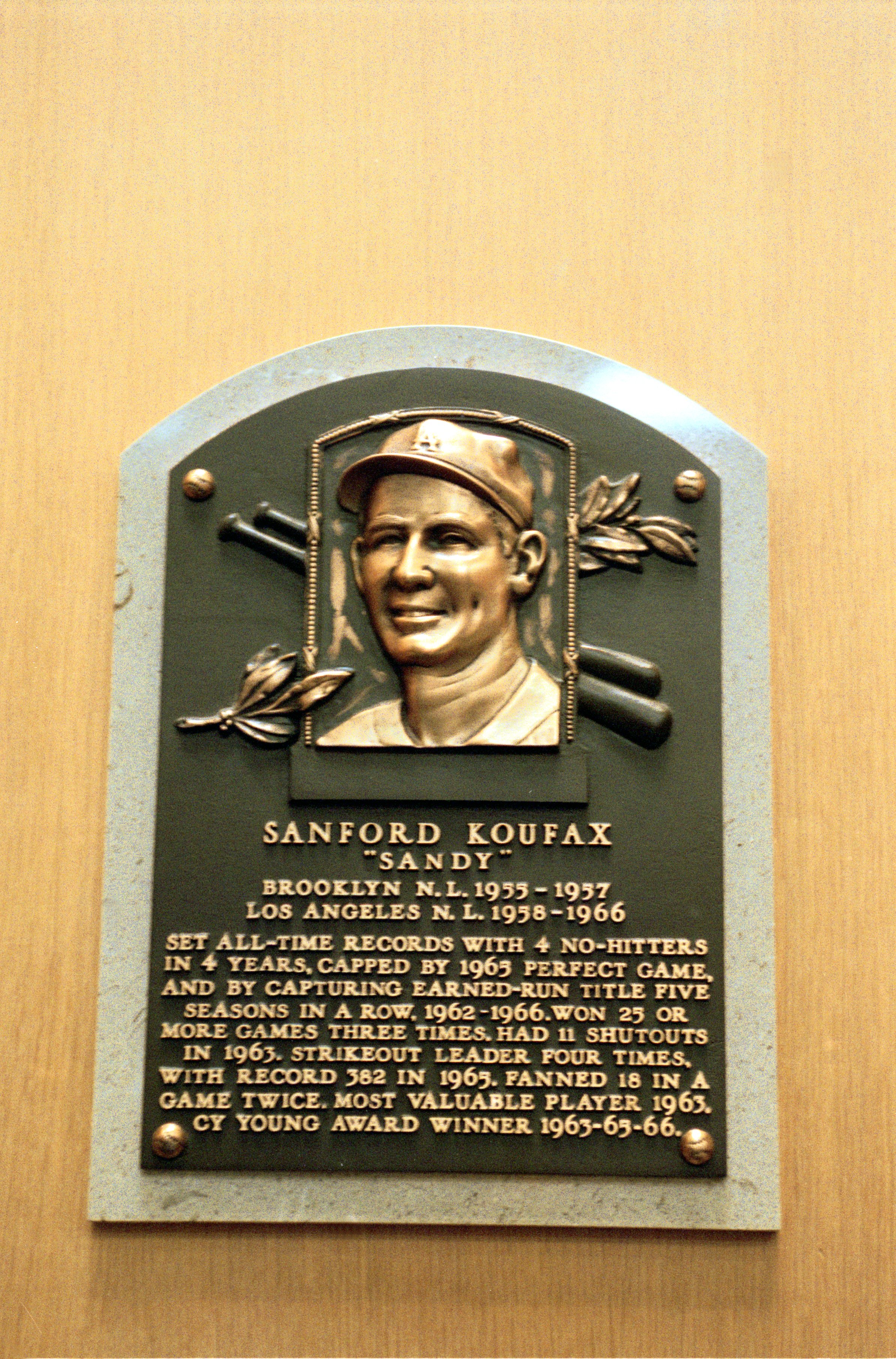 24 Jul 2000:  A general view of the plaque dedicated to Sanford 'Sandy' Koufax at the Baseball Hall of Fame in Cooperstown, New York.Mandatory Credit: Ezra O. Shaw  /Allsport