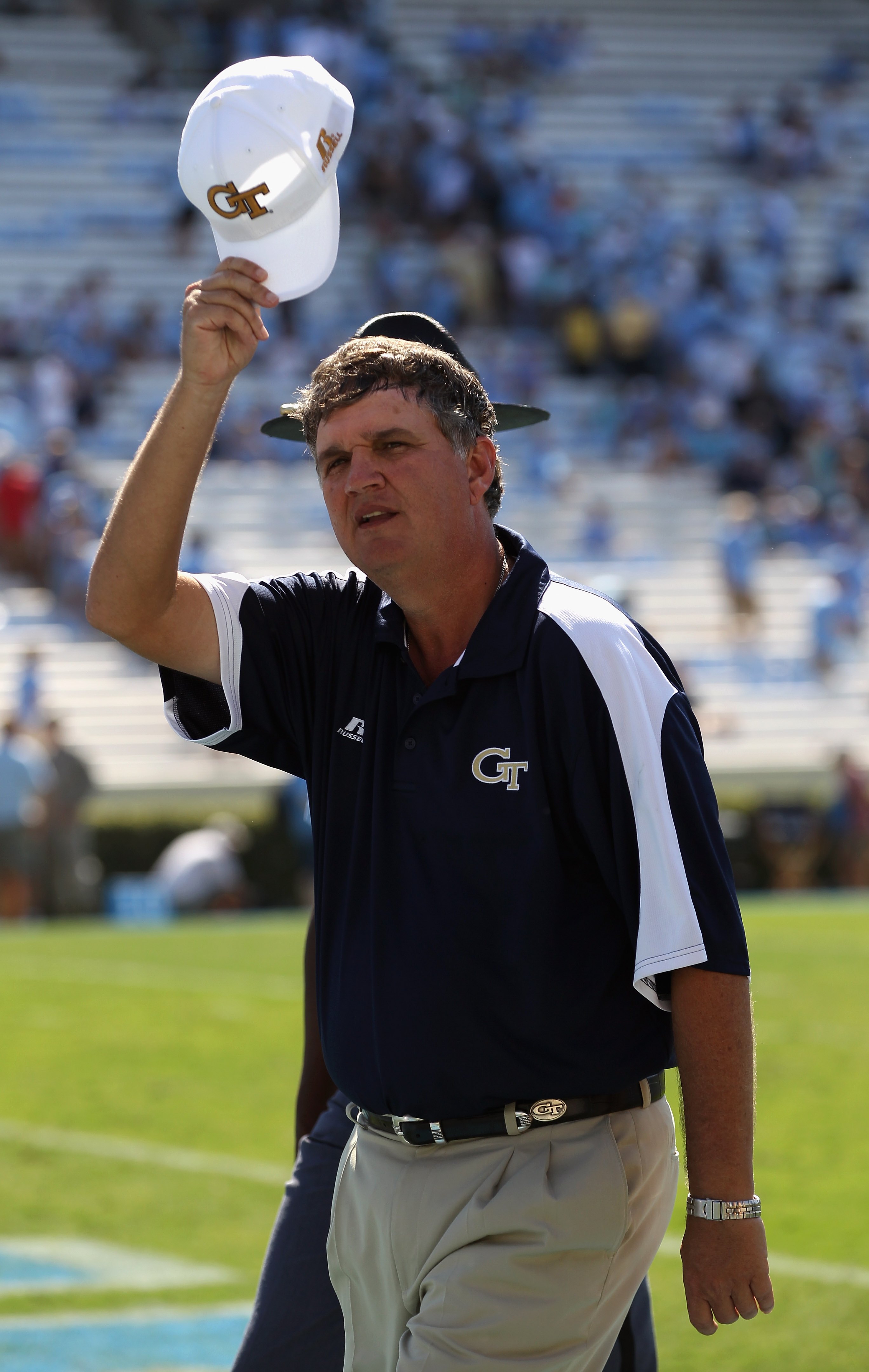 CHAPEL HILL, NC - SEPTEMBER 18: Head coach Paul Johnson of the Georgia Tech Yellow Jackets watches on against the North Carolina Tar Heels during their game at Kenan Stadium on September 18, 2010 in Chapel Hill, North Carolina. (Photo by Streeter Lecka/