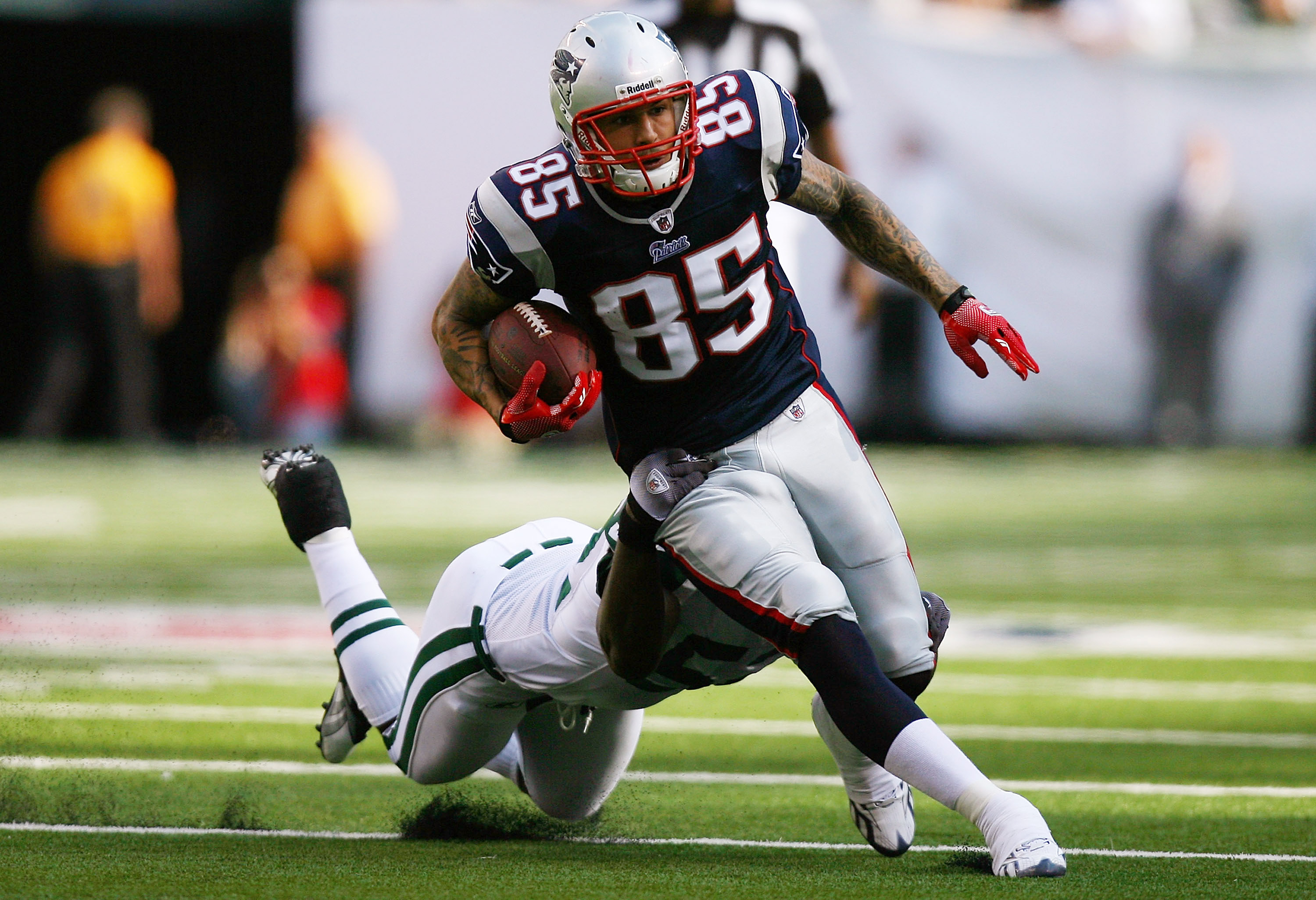 19 September 2010: New England Patriots tight end Aaron Hernandez (85)  during the Jets 28-14