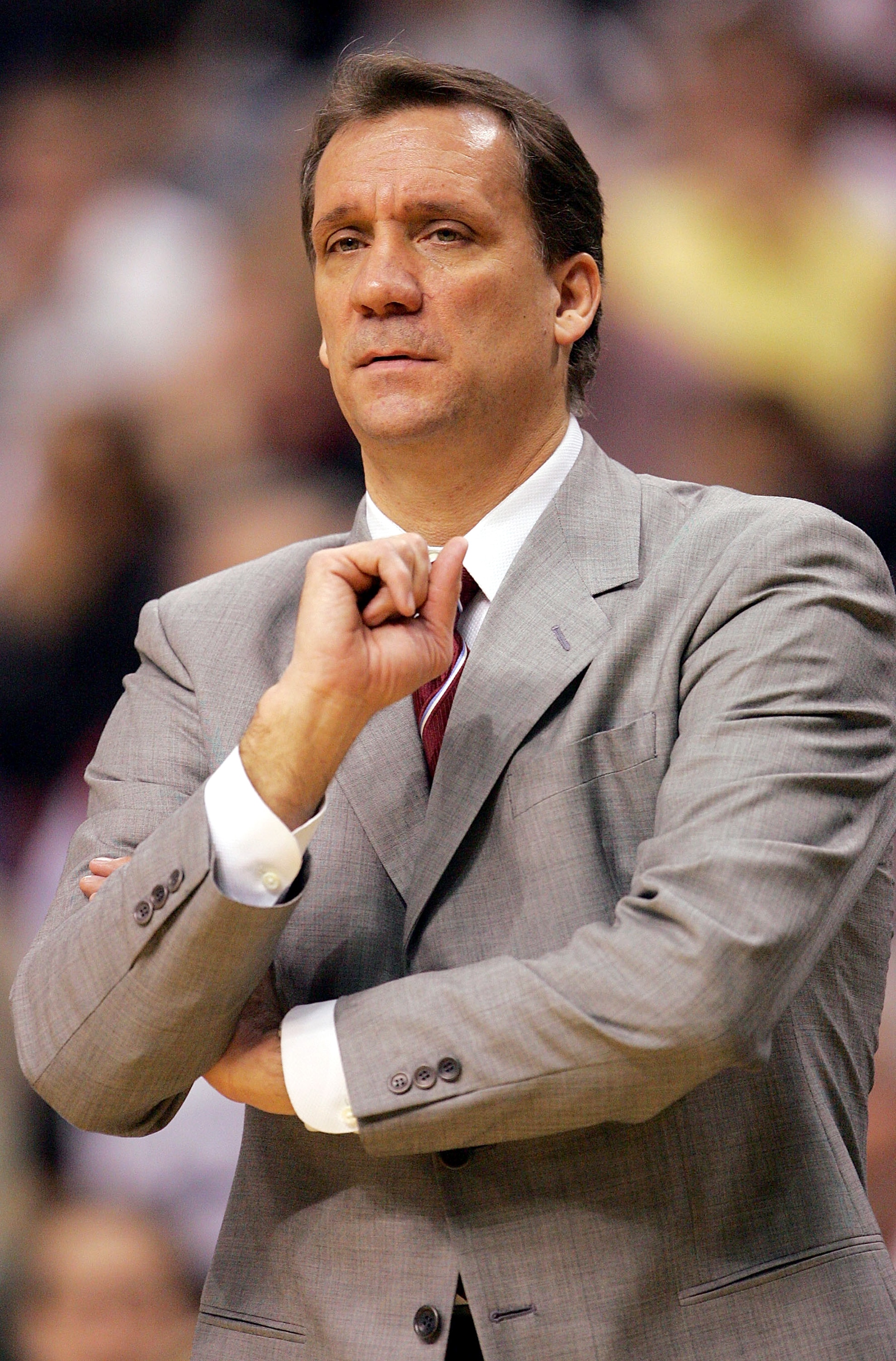PHILADELPHIA - DECEMBER 8: Head coach Flip Saunders of the Minnesota Timberwolves looks on during the first half of the game against the Philadelphia 76ers at the Wachovia Center on December 8, 2004 in Philadelphia, Pennsylvania. NOTE TO USER: User expr