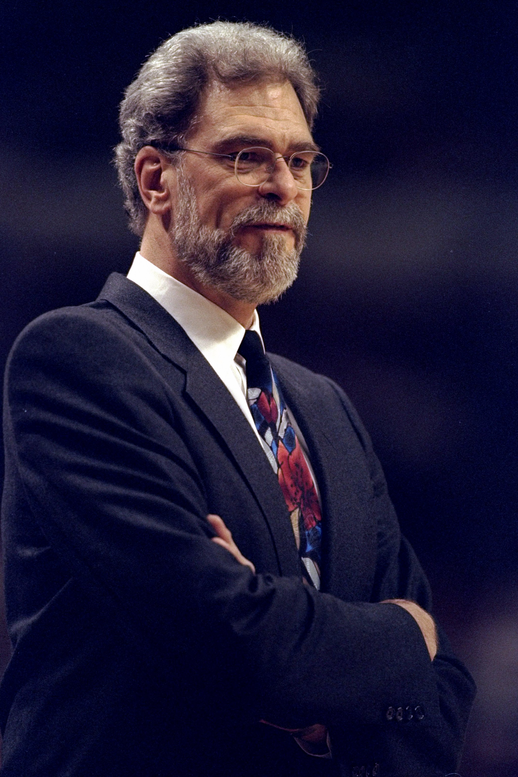 13 Apr 1998:  Chicago Bulls head coach Phil Jackson looks on during a game against the Indiana Pacers at the United Center in Chicago, Illinois. The Pacers defeated the Bulls 114-105. Mandatory Credit: Jonathan Daniel  /Allsport
