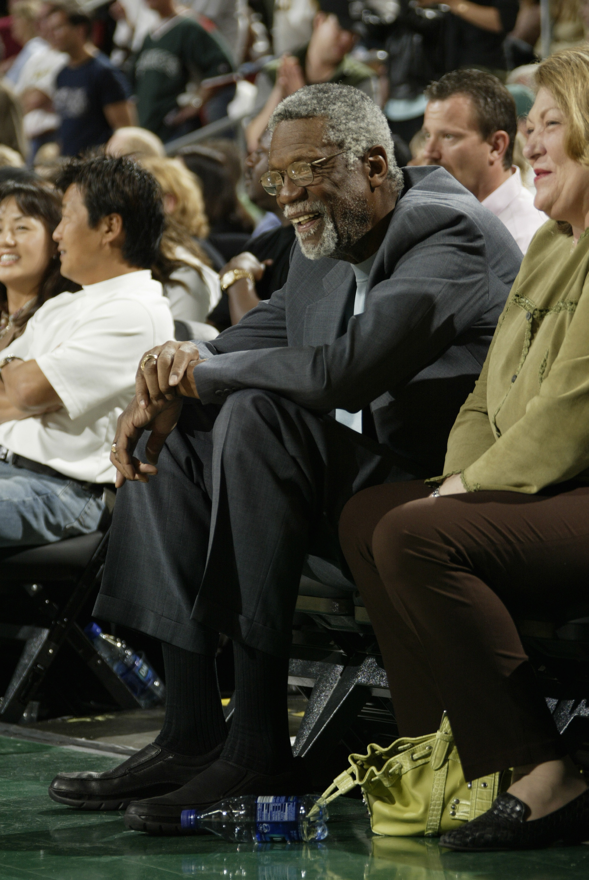 SEATTLE - MAY 15:  NBA Hall of Famer and Boston Celtics legend Bill Russell watches the Seattle SuperSonics play the San Antonio Spurs in Game four of the Western Conference Semifinals during the 2005 NBA Playoffs at Key Arena on May 15, 2005 in Seattle, 