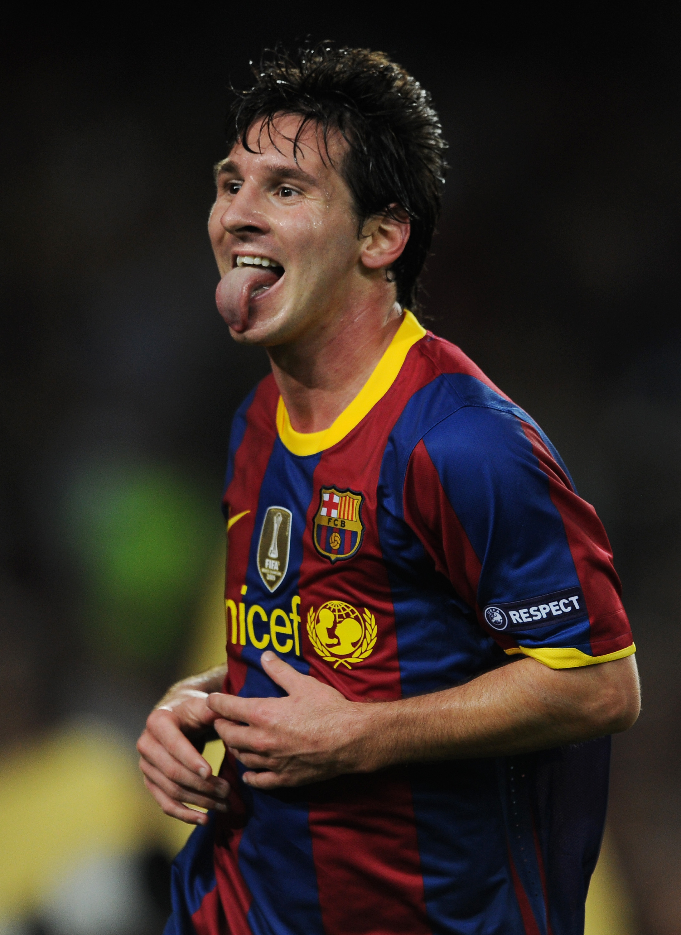 BARCELONA, SPAIN - SEPTEMBER 14:  Lionel Messi of Barcelona celebrates scoring his sides third goal during the UEFA Champions League group D match between Barcelona and Panathinaikos on September 14, 2010 in Barcelona, Spain. Barcelona won the match 5-1.