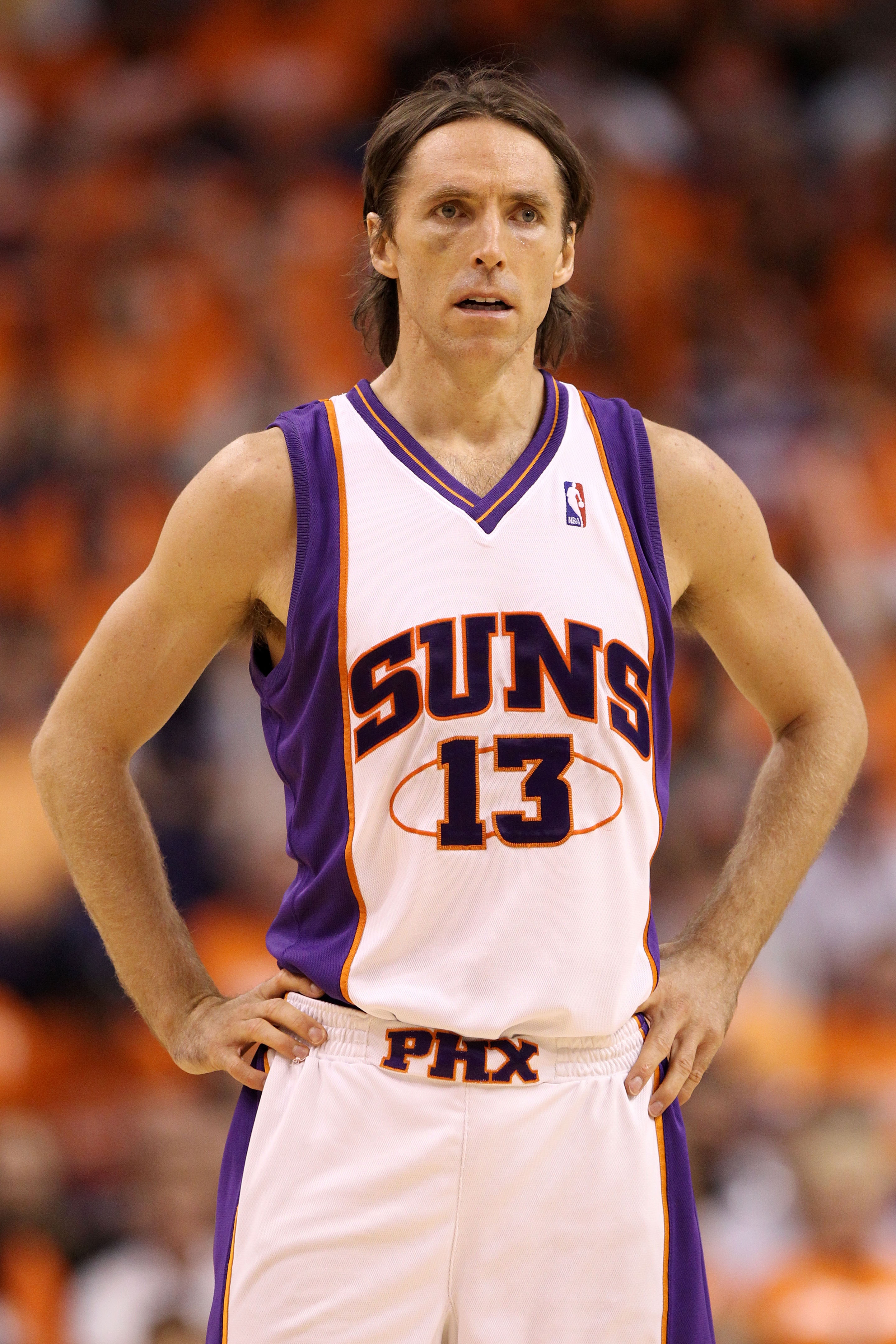 PHOENIX - MAY 23:  Steve Nash #13 of the Phoenix Suns stands on the court against the Los Angeles Lakers in the third quarter of Game Three of the Western Conference Finals during the 2010 NBA Playoffs at US Airways Center on May 23, 2010 in Phoenix, Ariz