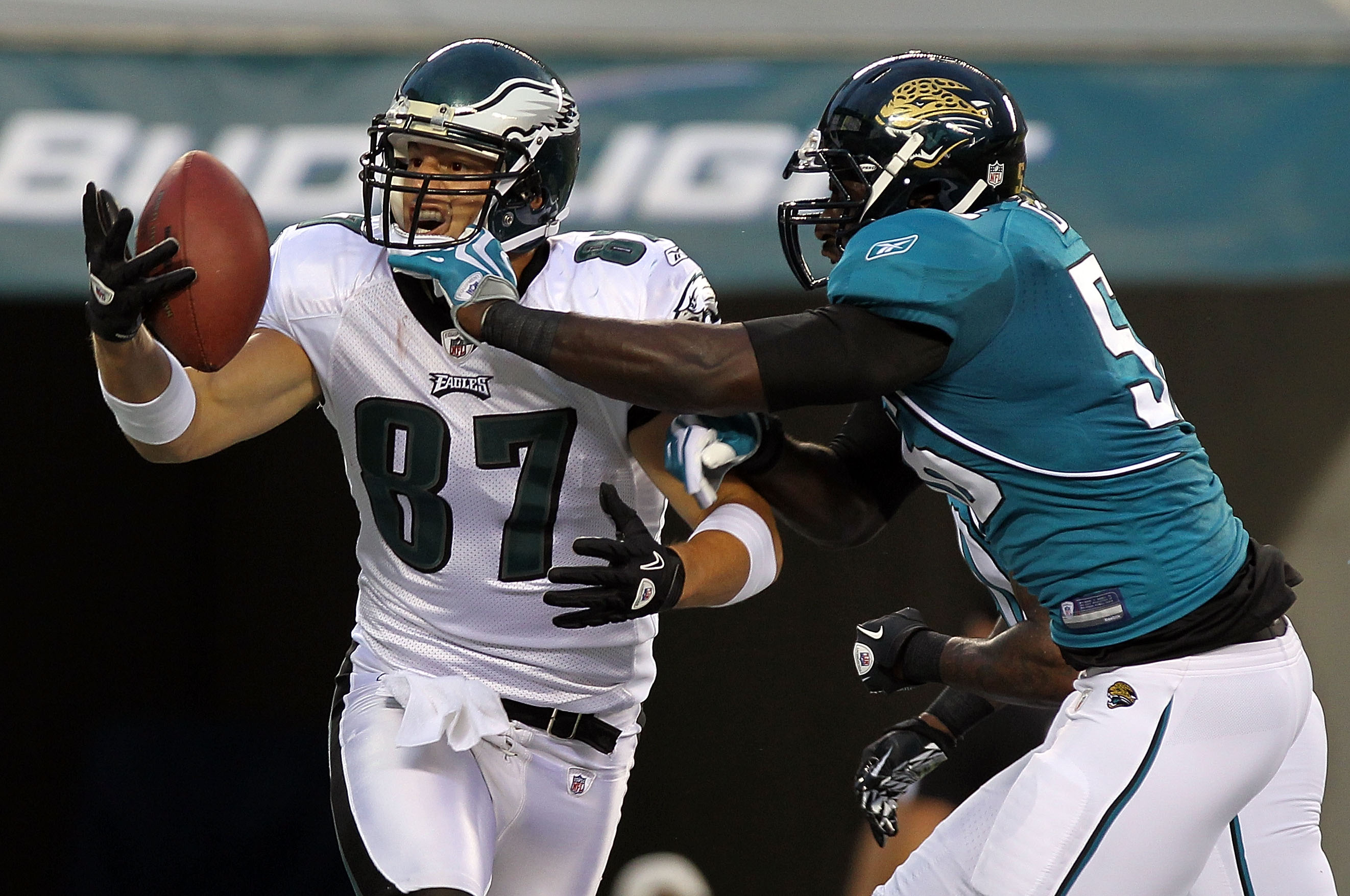 Philadelphia Eagles new quarterback Kevin Kolb scampers for yardage during  first quarter against the Jacksonville Jaguars at Lincoln Financial Field  in Philadelphia on August 13, 2010. Kolb replaces long time team quarterback