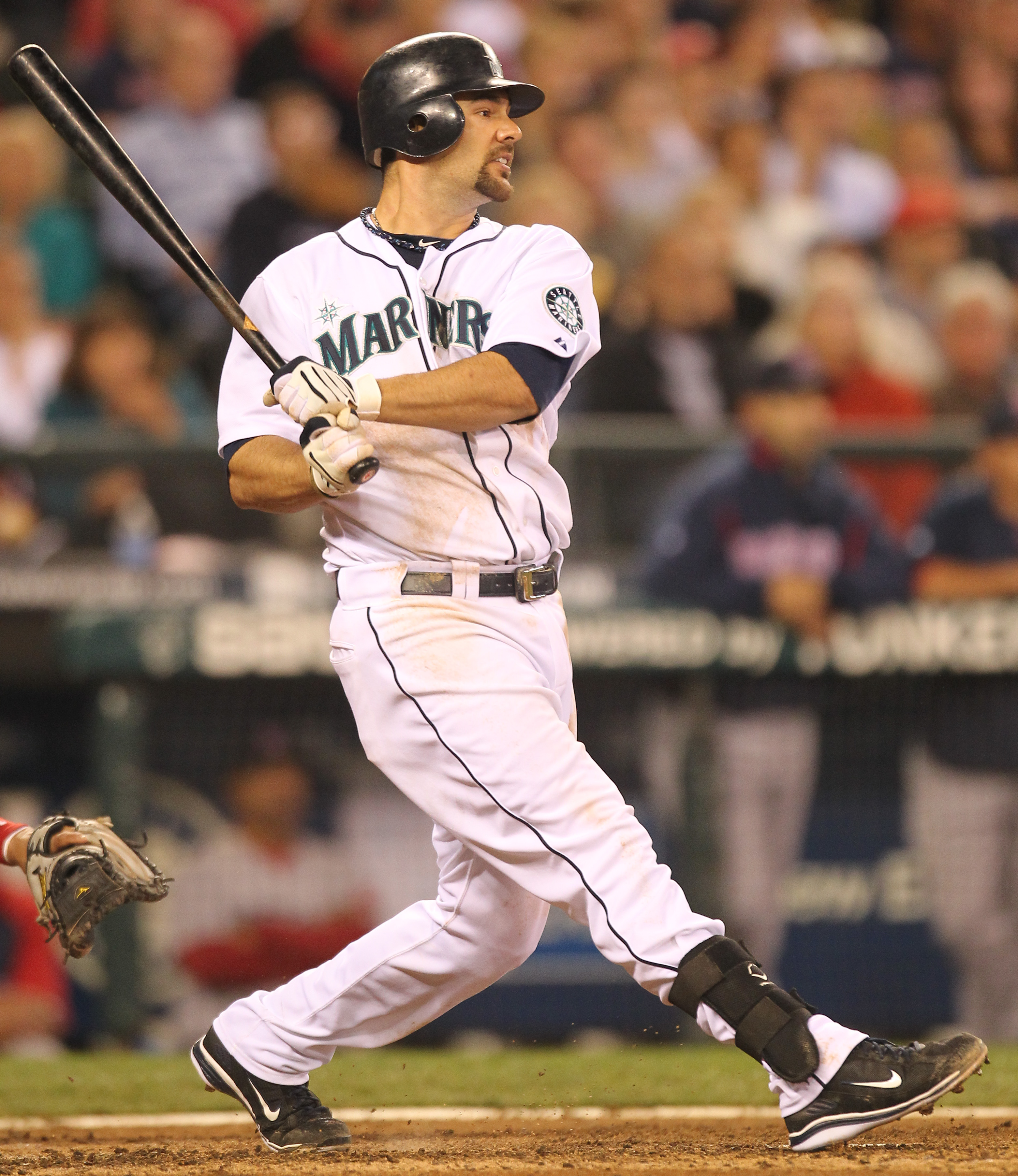 SEATTLE - SEPTEMBER 15:  Casey Kotchman #13 of the Seattle Mariners bats against the Boston Red Sox at Safeco Field on September 15, 2010 in Seattle, Washington. (Photo by Otto Greule Jr/Getty Images)