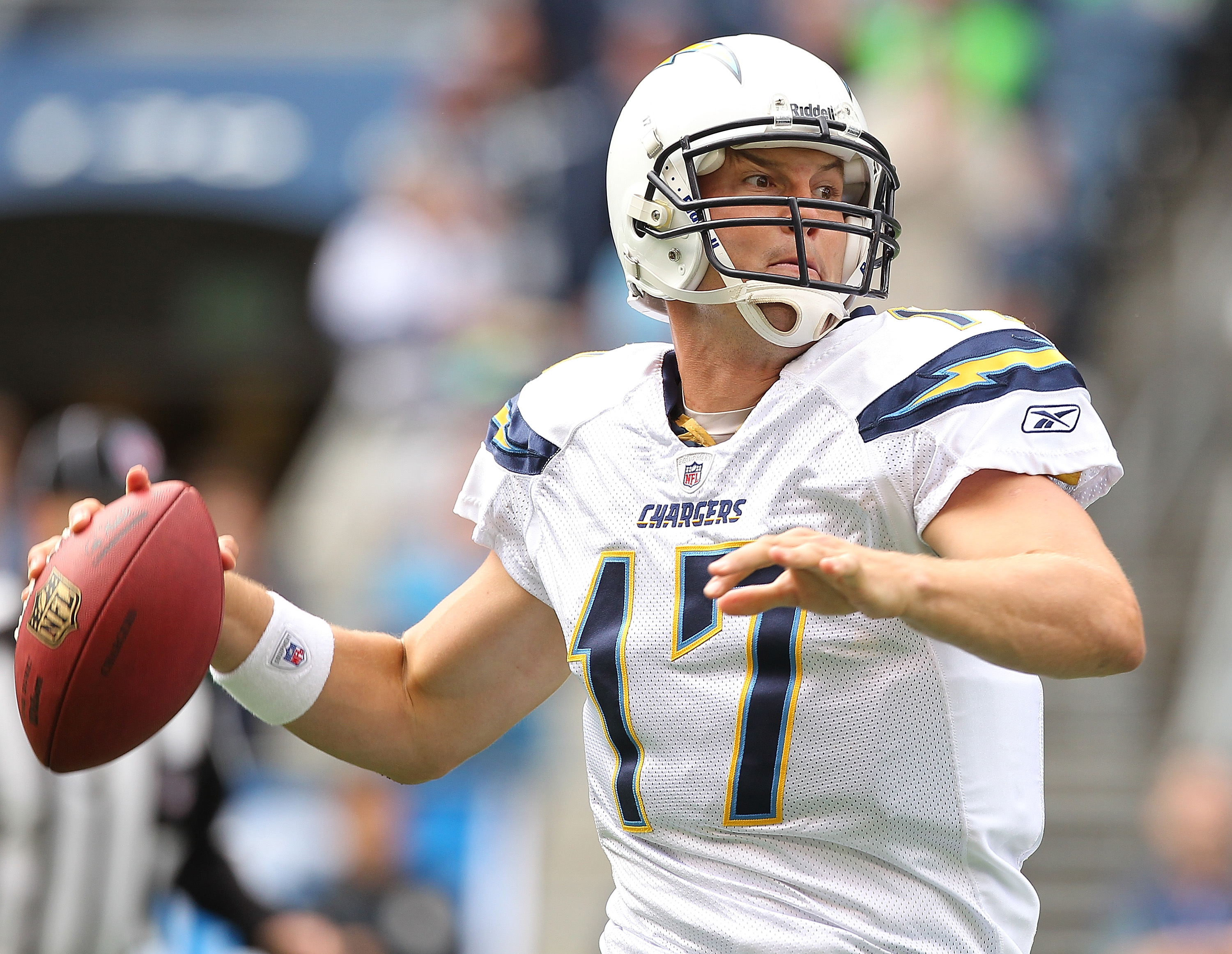 SEATTLE - SEPTEMBER 26:  Quarterback Philip Rivers #17 of the San Diego Chargers passes against the Seattle Seahawks at Qwest Field on September 26, 2010 in Seattle, Washington. The Seahawks defeated the Chargers 27-20. (Photo by Otto Greule Jr/Getty Imag