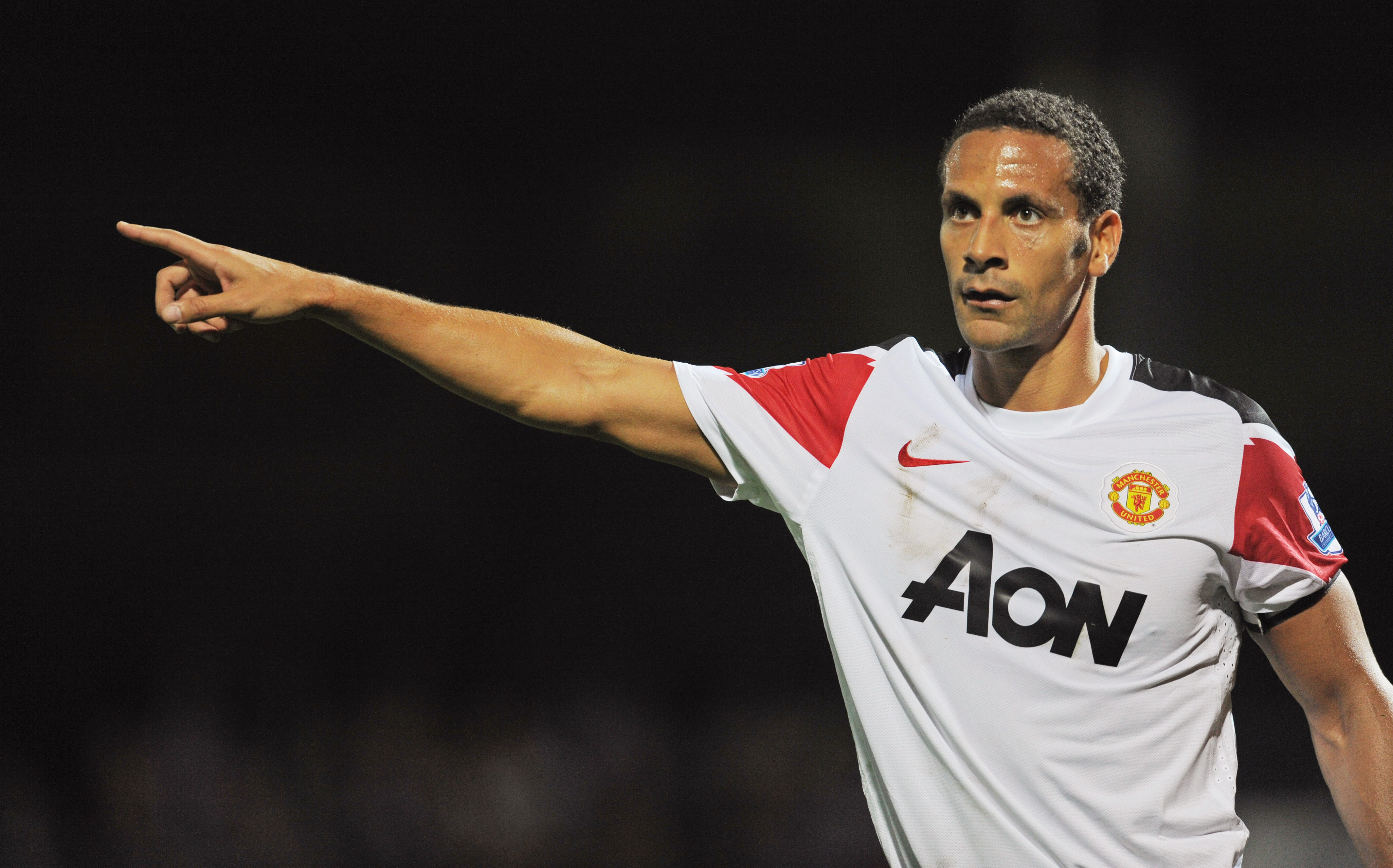 SCUNTHORPE, ENGLAND - SEPTEMBER 22: Rio Ferdinand of Manchester United gestures during the Carling Cup 3rd Round match between Scunthorpe United and Manchester United at Glanford Park on September 22, 2010 in Scunthorpe, England.  (Photo by Michael Regan/