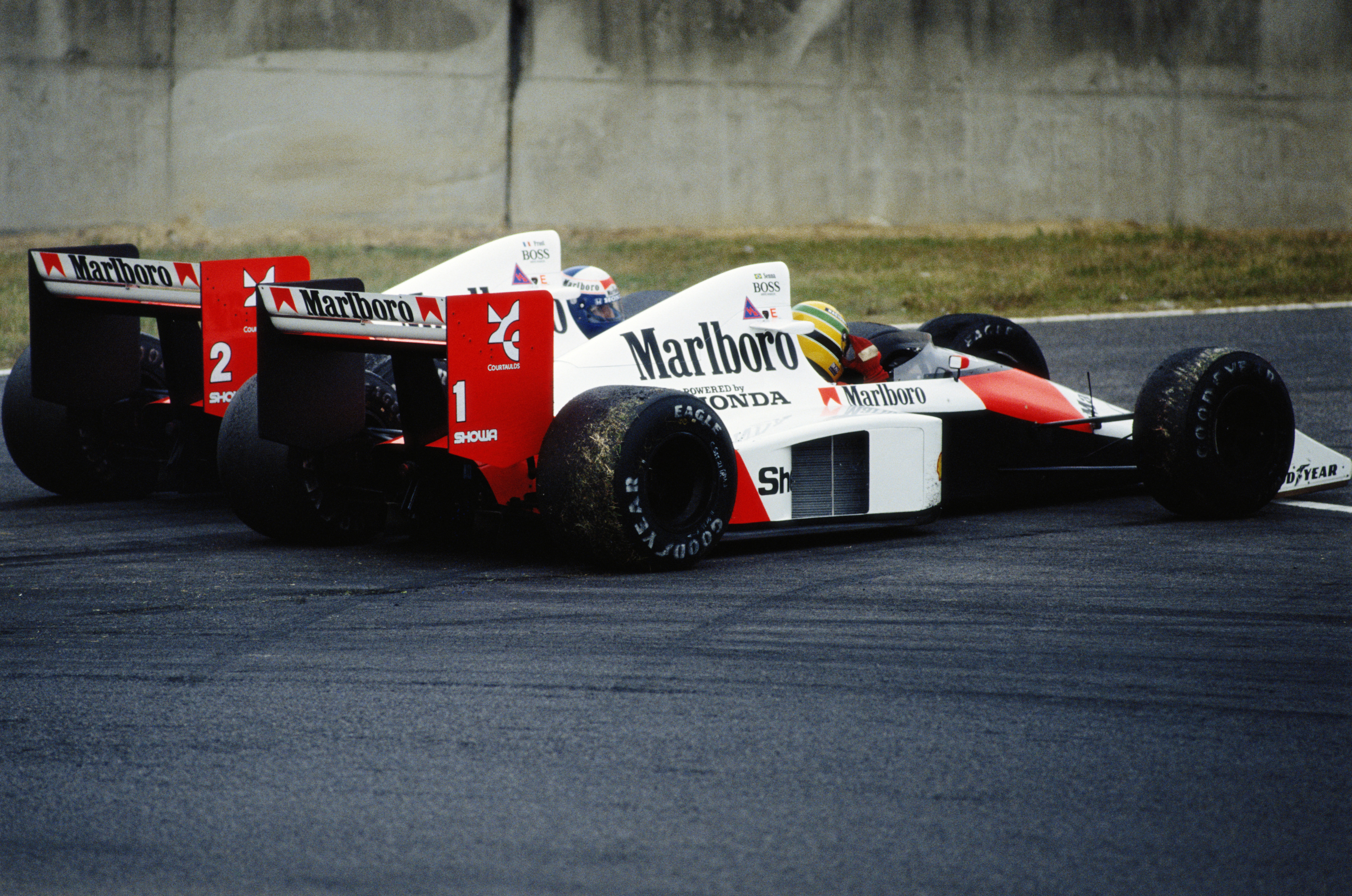 Senna and Prost get into a tangle
