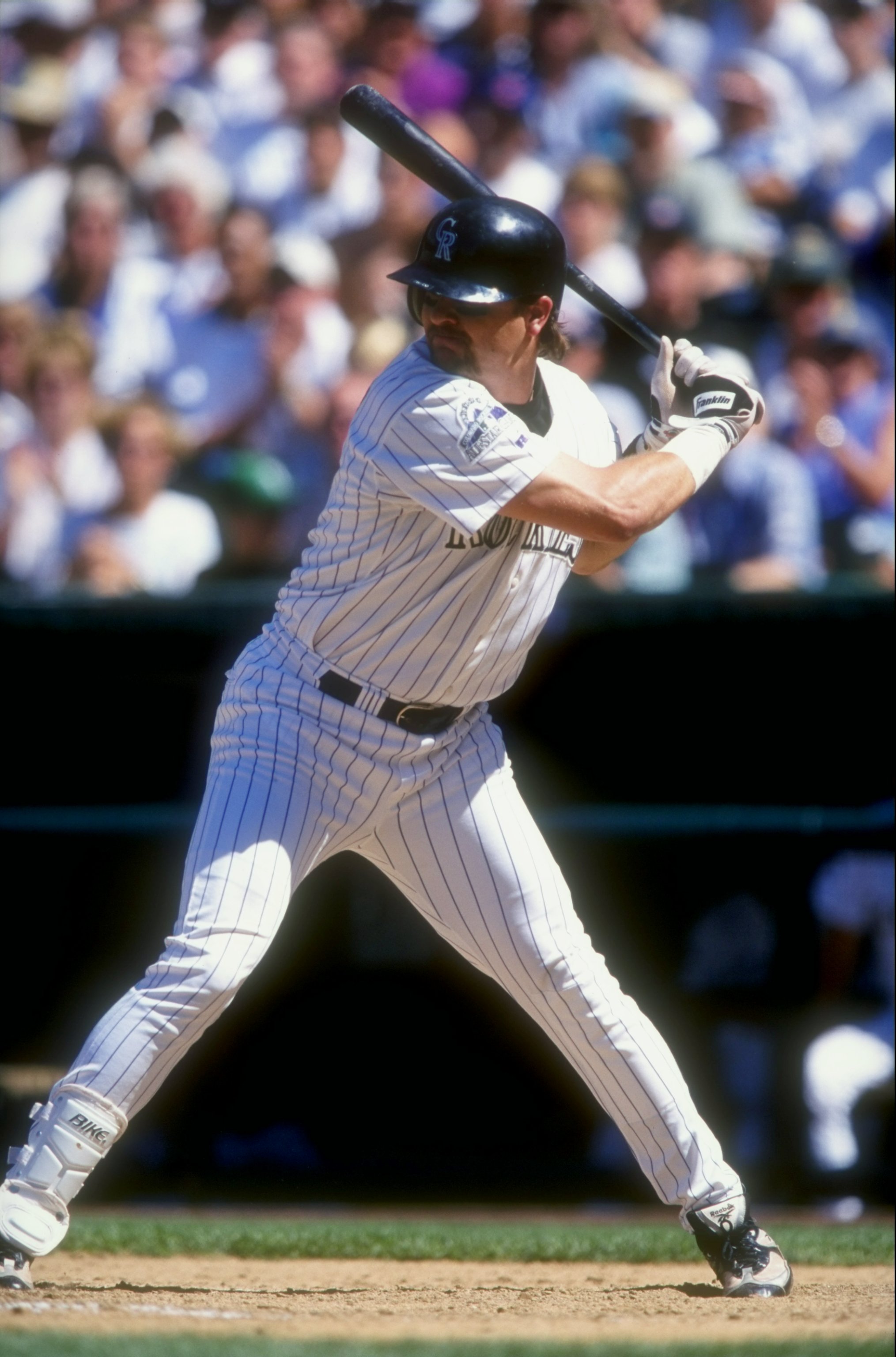30 Aug 1998:  Larry Walker #33 of the Colorado Rockies waits for a pitch to hit during a game against the Chicago Cubs at Coors Field in Denver, Colorado. The Cubs defeated the Rockies 4-3. Mandatory Credit: Brian Bahr  /Allsport