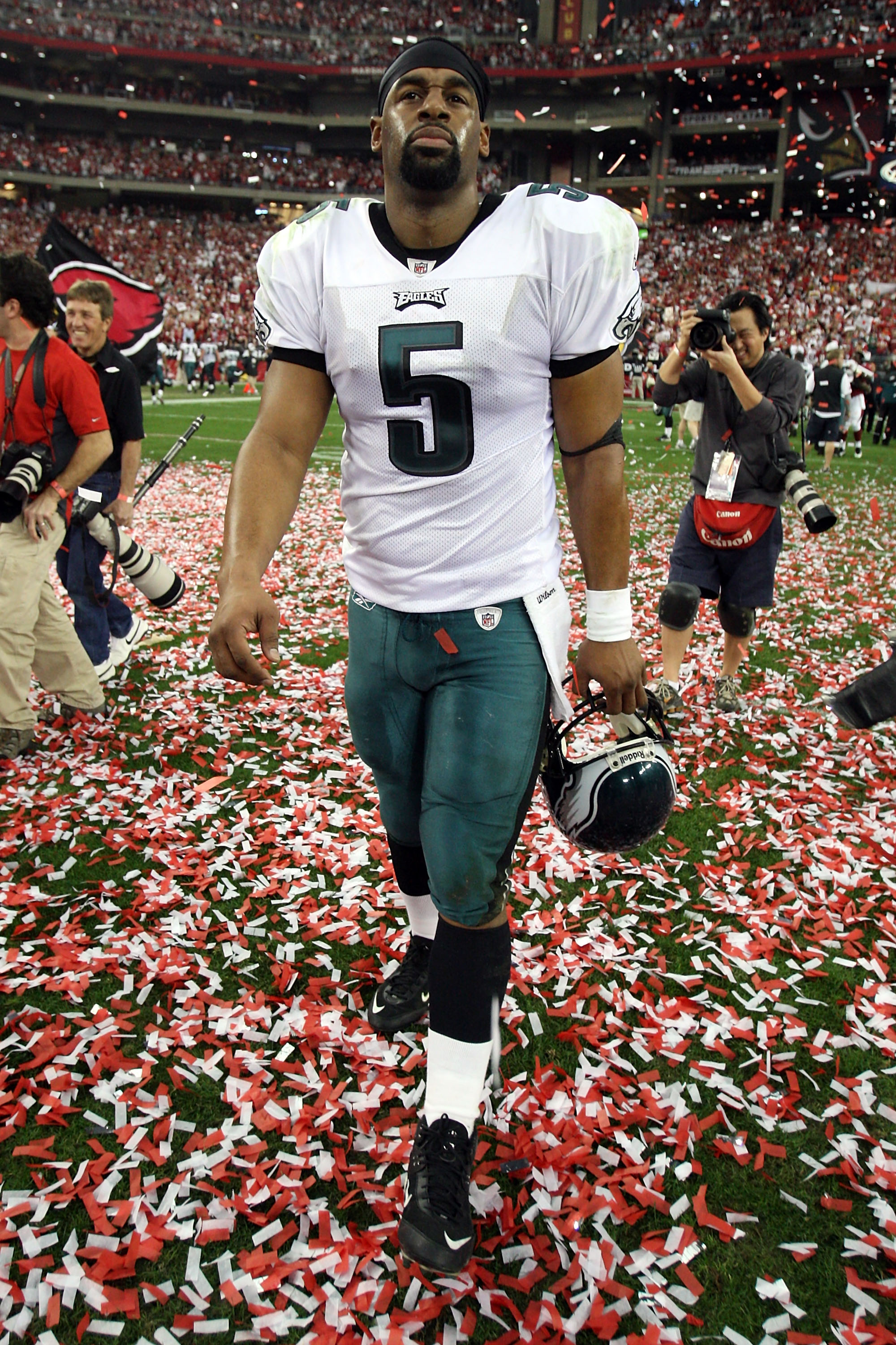 Philadelphia Eagles Donovan McNabb pauses during the team's minicamp at  their practice facility Tuesday, June 10, 2008 in Philadelphia. The  five-time Pro Bowl quarterback likely will miss the rest of the week's