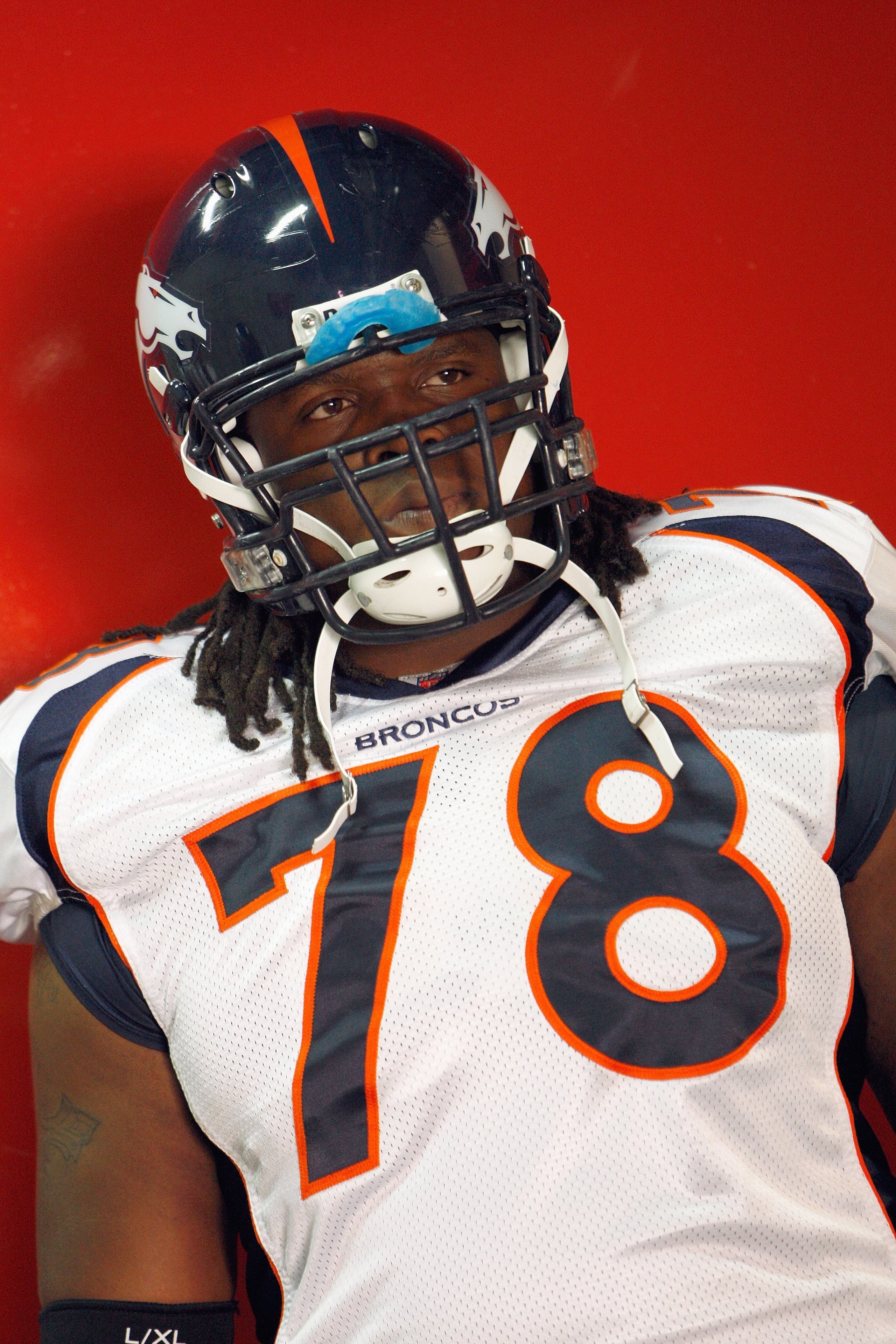 KANSAS CITY - SEPTEMBER 28: Ryan Clady #78 of the Denver Broncos stands in the tunnel before the game against the Kansas City Chiefs on September 28, 2008 at Arrowhead Stadium in Kansas City, Missouri. The Chiefs defeated the Broncos 33-19. (Photo by: J KANSAS CITY - SEPTEMBER 28: Ryan Clady #78 of the Denver Broncos stands in the tunnel before the game against the Kansas City Chiefs on September 28, 2008 at Arrowhead Stadium in Kansas City, Missouri. The Chiefs defeated the Broncos 33-19. (Photo by: J