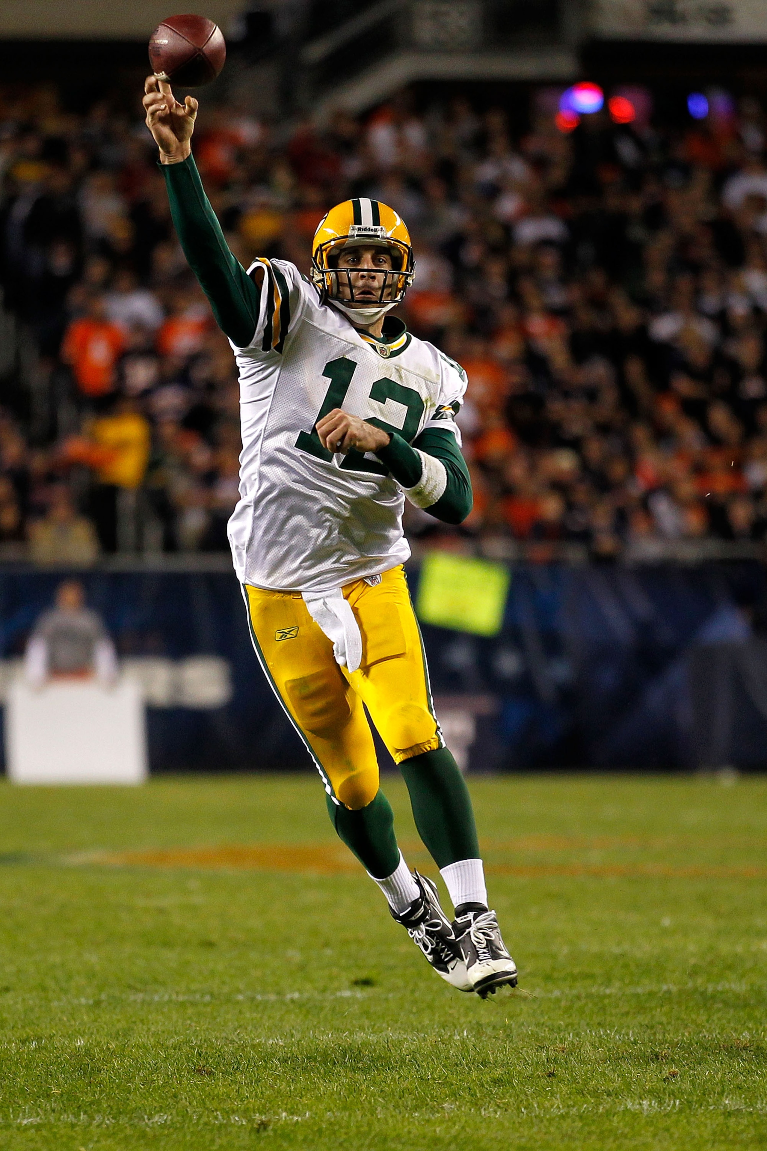CHICAGO - SEPTEMBER 27: Aaron Rodgers #12 of the Green Bay Packers throws a pass against the Chicago Bears at Soldier Field on September 27, 2010 in Chicago, Illinois. The Bears won 20-17. (Photo by Jonathan Daniel/Getty Images) CHICAGO - SEPTEMBER 27: Aaron Rodgers #12 of the Green Bay Packers throws a pass against the Chicago Bears at Soldier Field on September 27, 2010 in Chicago, Illinois. The Bears won 20-17. (Photo by Jonathan Daniel/Getty Images)