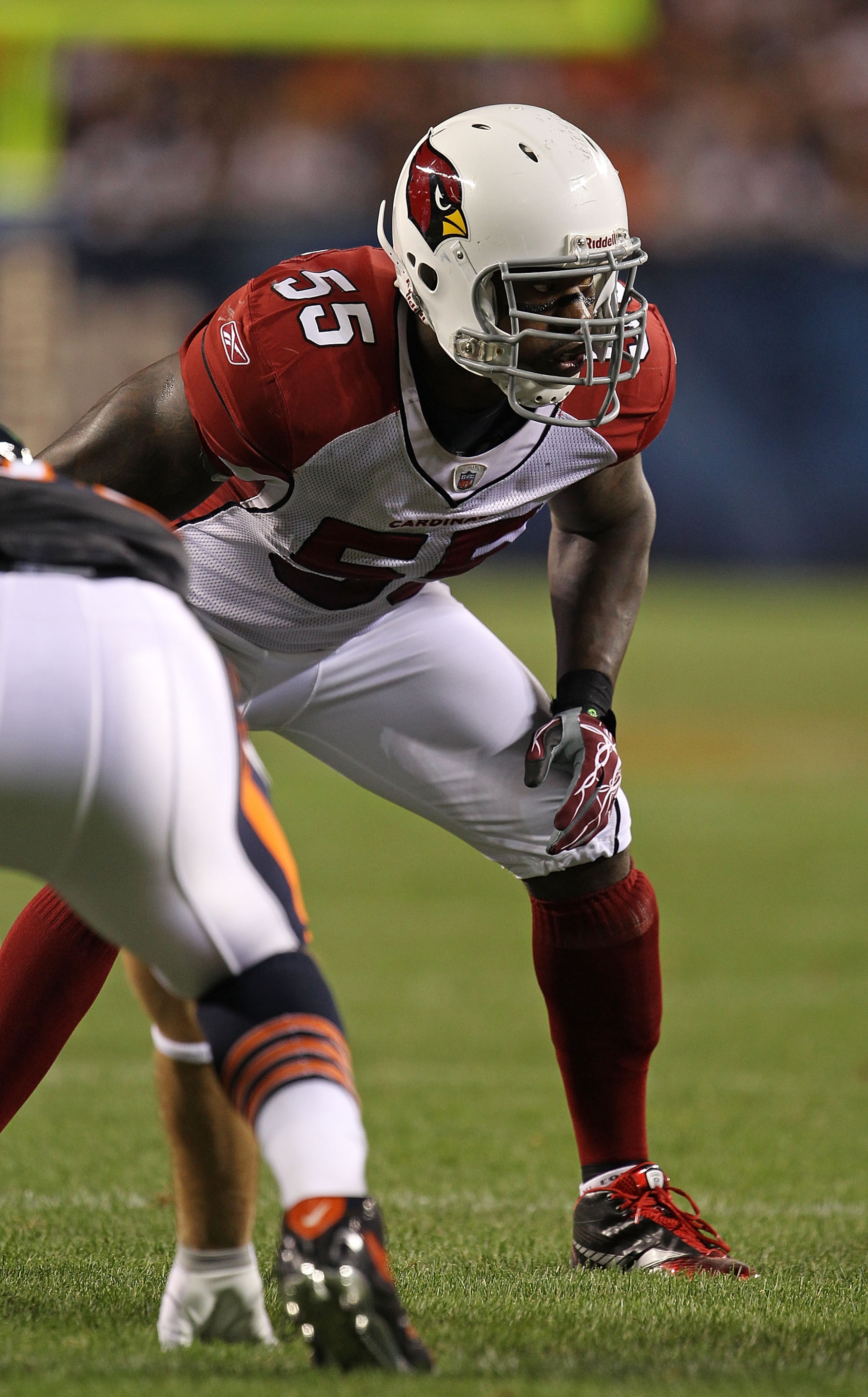 CHICAGO - AUGUST 28: Joey Porter #55 of the Arizona Cardinals awaits the start of play during a preseason game against the Chicago Bears at Soldier Field on August 28, 2010 in Chicago, Illinois. The Cardinals defeated the Bears 14-9. (Photo by Jonathan Da CHICAGO - AUGUST 28: Joey Porter #55 of the Arizona Cardinals awaits the start of play during a preseason game against the Chicago Bears at Soldier Field on August 28, 2010 in Chicago, Illinois. The Cardinals defeated the Bears 14-9. (Photo by Jonathan Da