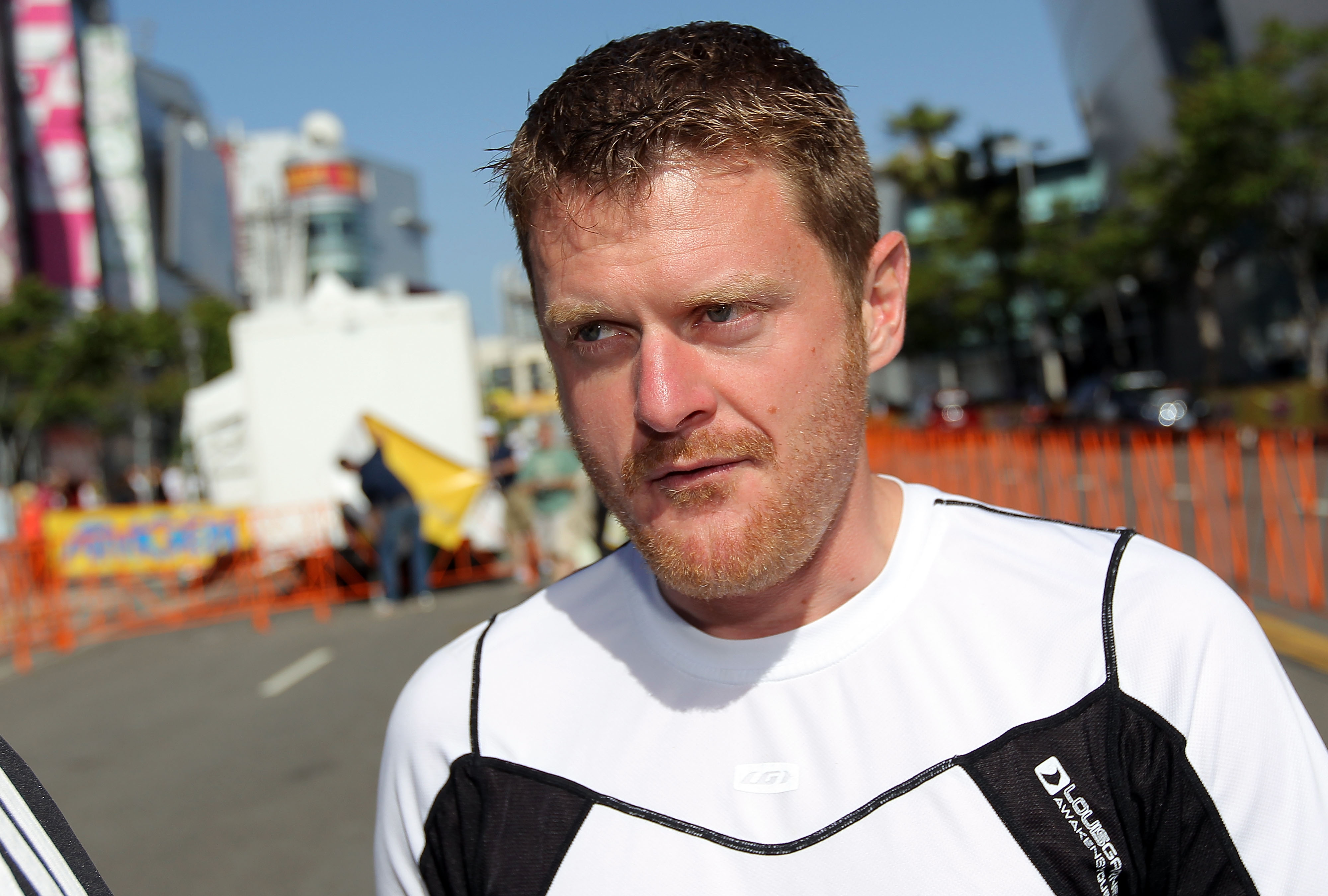 LOS ANGELES, CA - MAY 22:  Floyd Landis looks on as he attends Stage Seven of the 2010 Tour of California on May 22, 2010 in Los Angeles, California.  (Photo by Doug Pensinger/Getty Images)
