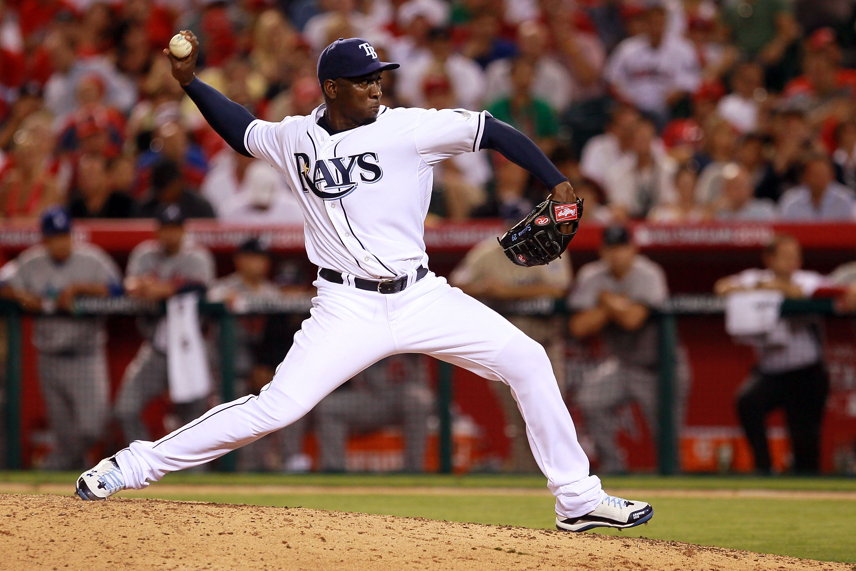 ANAHEIM, CA - JULY 13:  American League All-Star Rafael Soriano of the Tampa Bay Rays throws a pitch during the 81st MLB All-Star Game at Angel Stadium of Anaheim on July 13, 2010 in Anaheim, California.  (Photo by Jeff Gross/Getty Images)