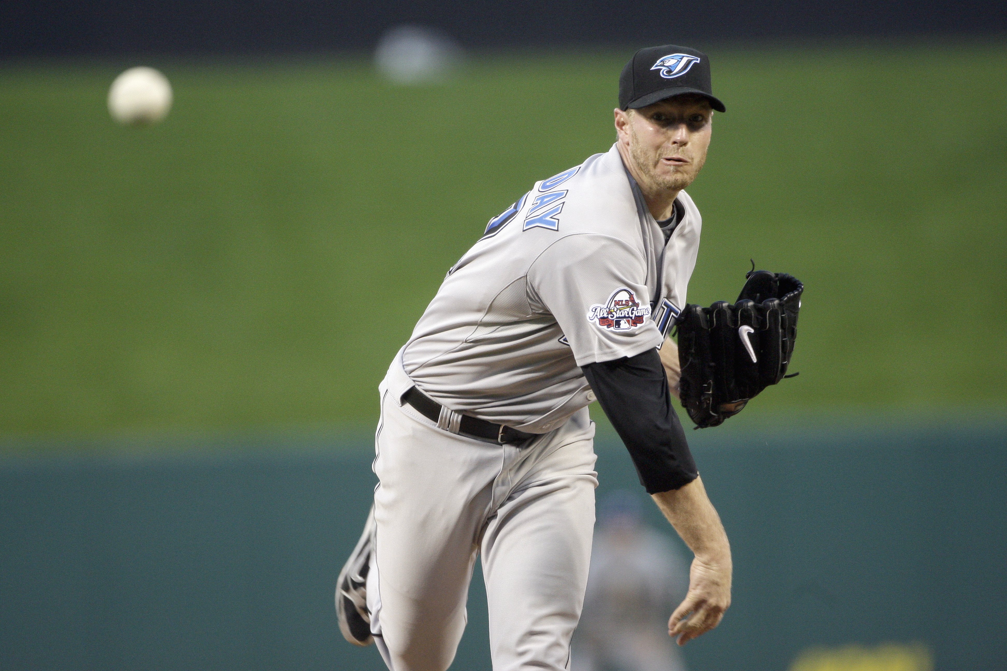 ST. LOUIS, MO - JULY 14: American League All-Star Roy Halladay of the Toronto Blue Jays pitches during the 2009 MLB All-Star Game at Busch Stadium on July 14, 2009 in St Louis, Missouri. (Photo by Pool/Getty Images)